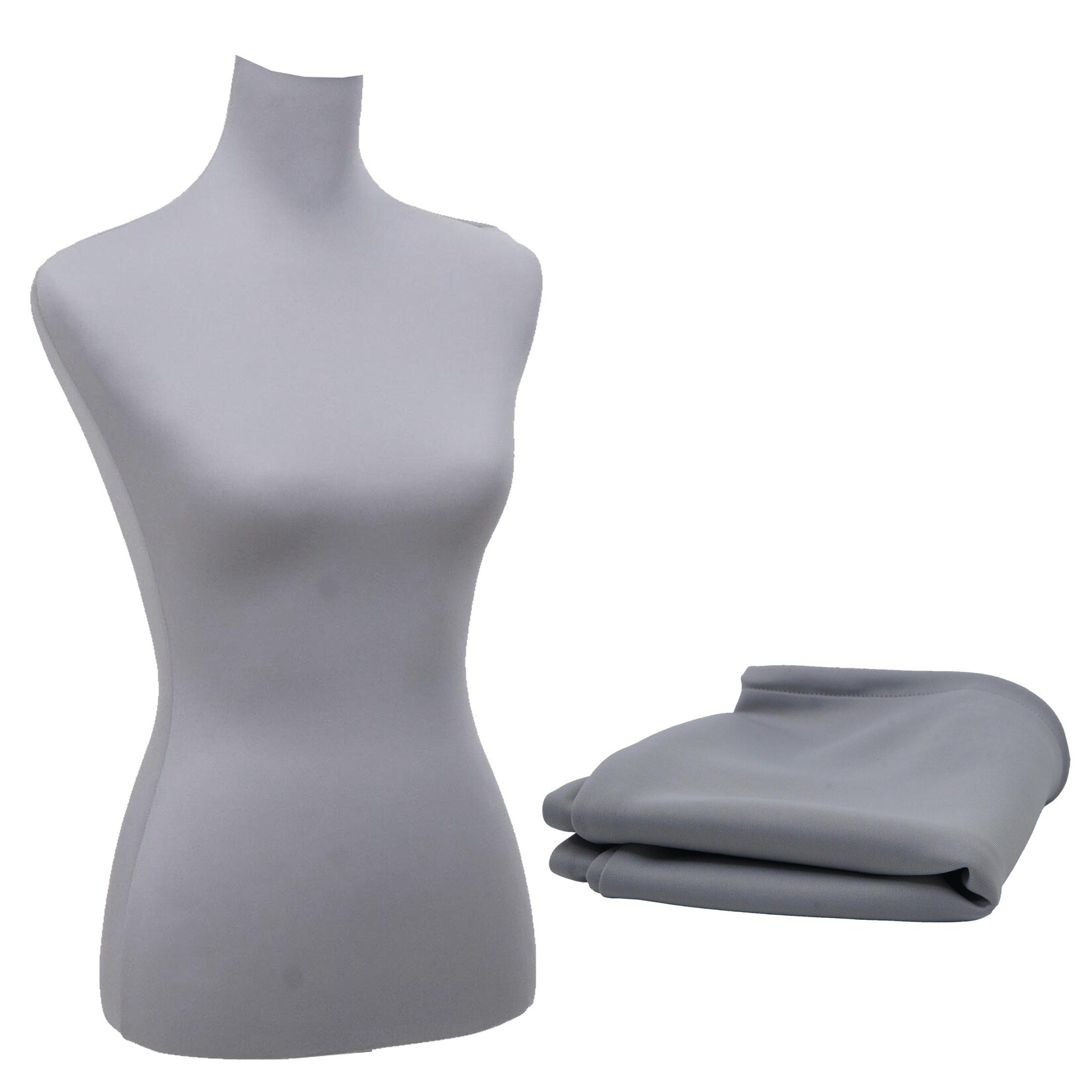 Ersatz-Bezug für Schneiderpuppe -Q24, Stoffüberzug Schneiderpuppenbezug, Stoff/Textil ~ grau