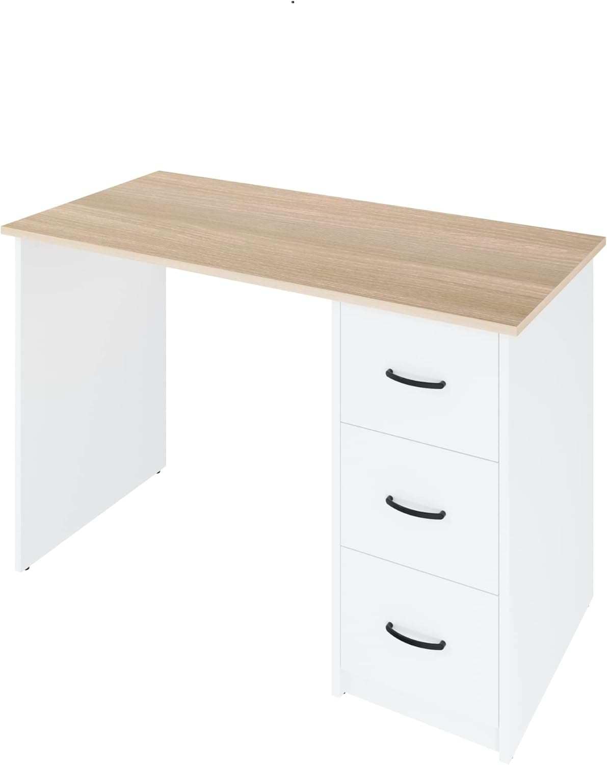 Letti Moderni B&uuml;rotisch Aure 110x72 cm in Eiche Wei&szlig; &ndash; moderner Schreibtisch 