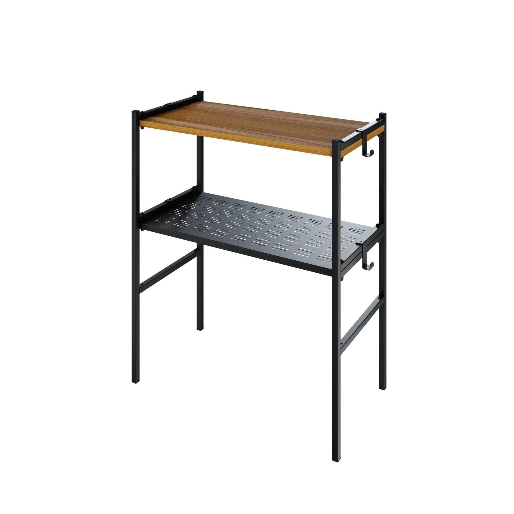 Letti Moderni Blumentreppe &ndash; rechteckig &ndash; LEVIRA &ndash; Metall/Holz &ndash; Schwarz/Walnuss &ndash; 60&times;32&times;73&nbsp;cm 
