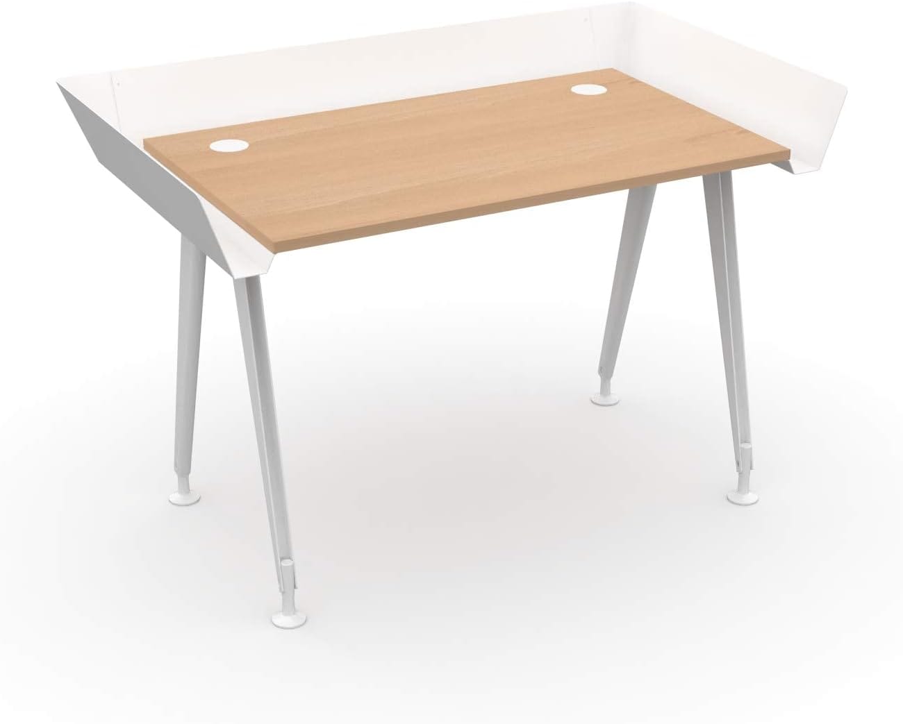 Letti Moderni Schreibtisch Tern 100x72 cm &ndash; Wei&szlig; mit Buche Dekor 