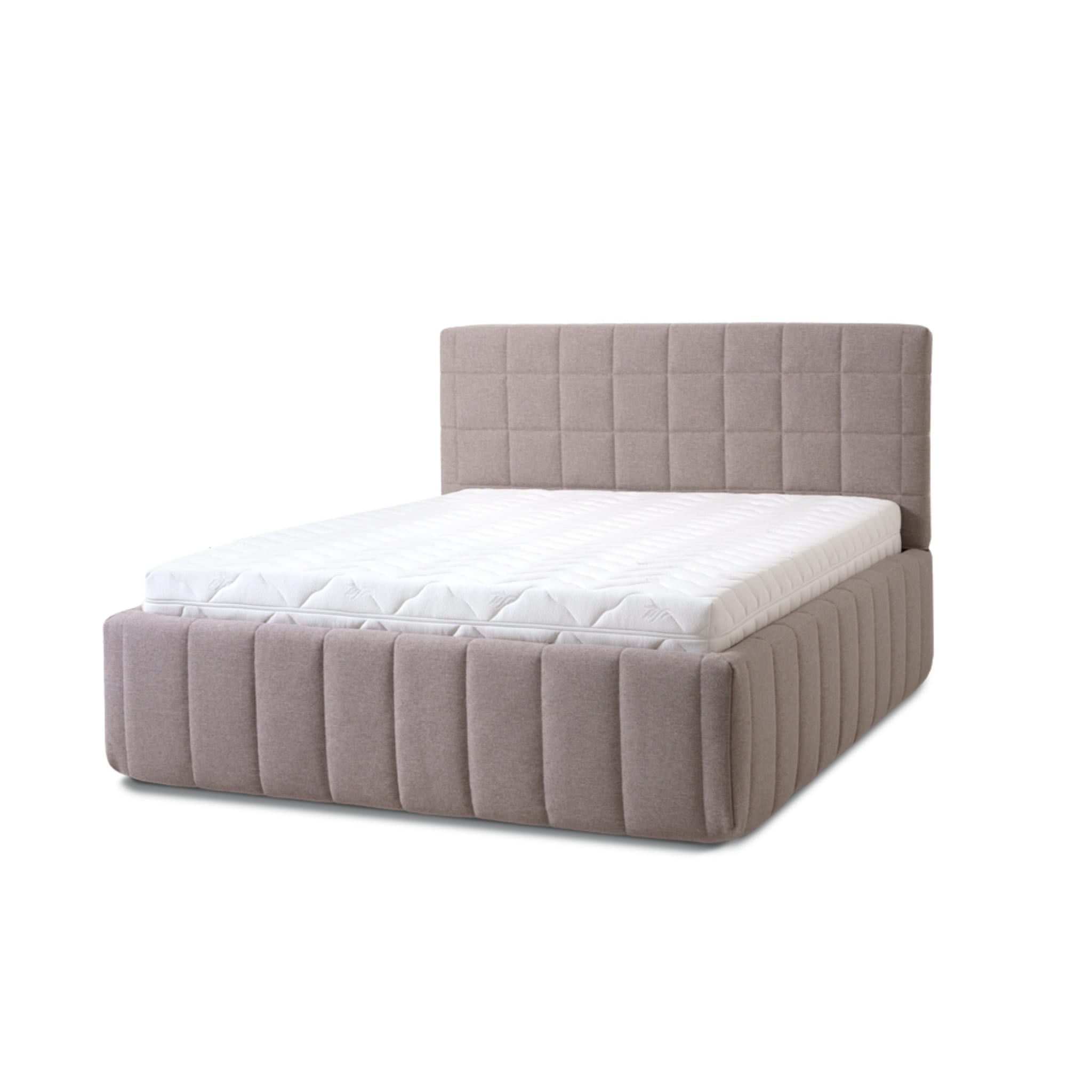 Letti Moderni Polsterbett Quadro Grande 160x200 in Siena Dark Beige 