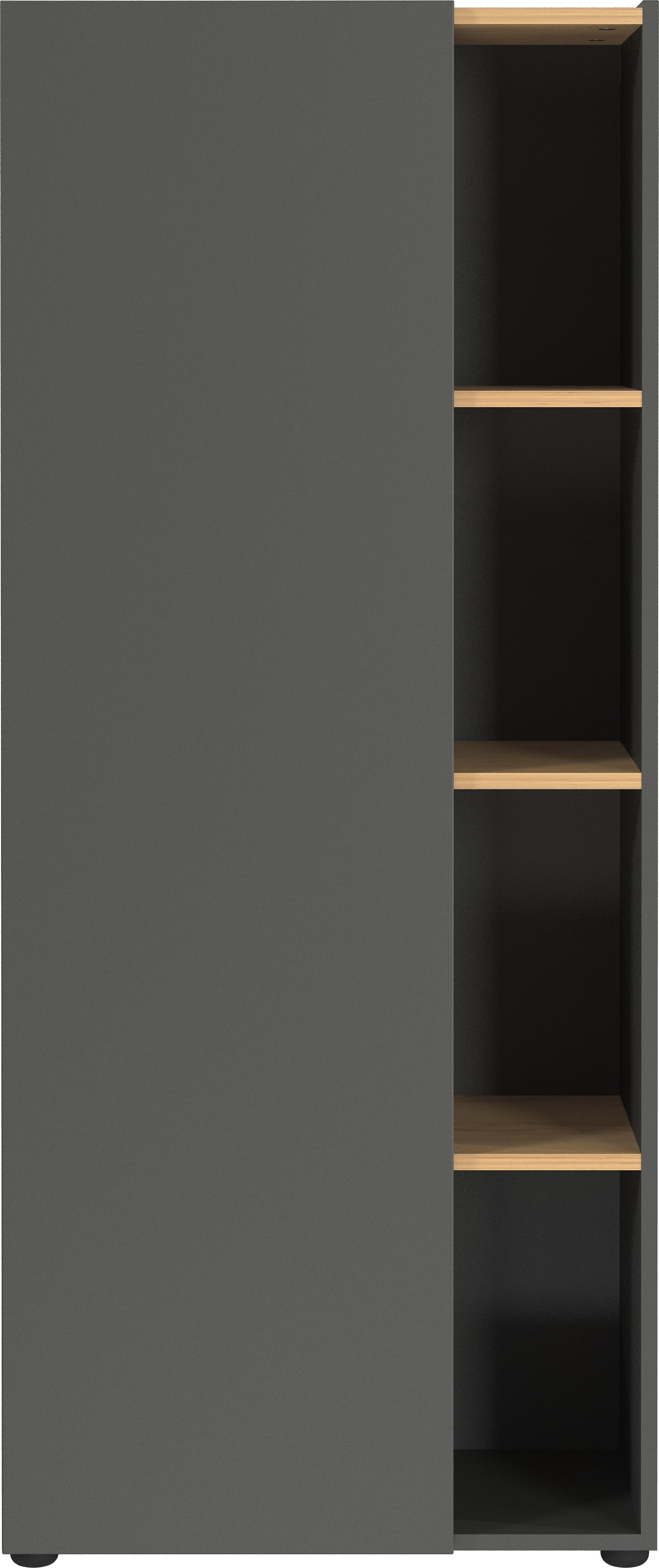Germania Aktenschrank 2233-549 GW-Adrano, in Graphit/Navarra-Eiche-Nb., grifflose Optik, 61 x 145 x 34 cm (BxHxT) 