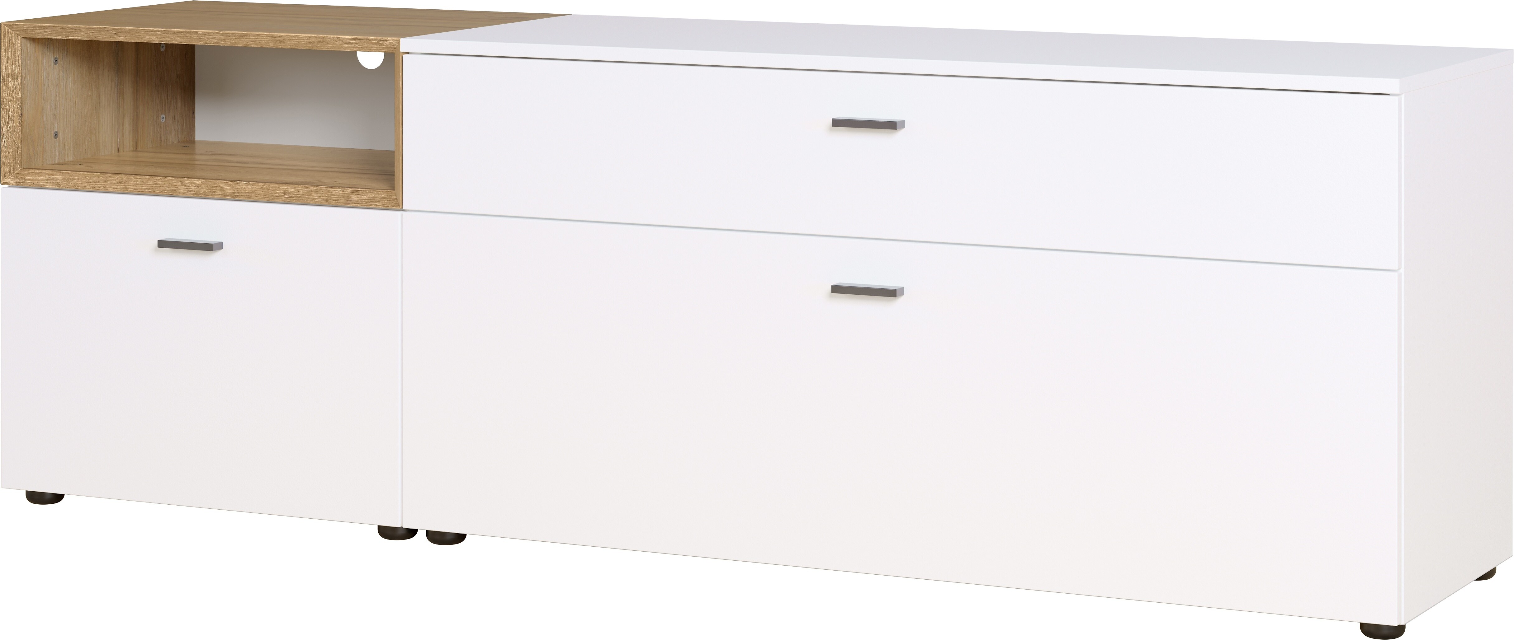 Germania Lowboard 2547-559 Coruna, in Wei&szlig;/Grandson-Eiche-Nb., mit Kabeldurchf&uuml;hrung, 168 x 57 x 41 cm (BxHxT) 