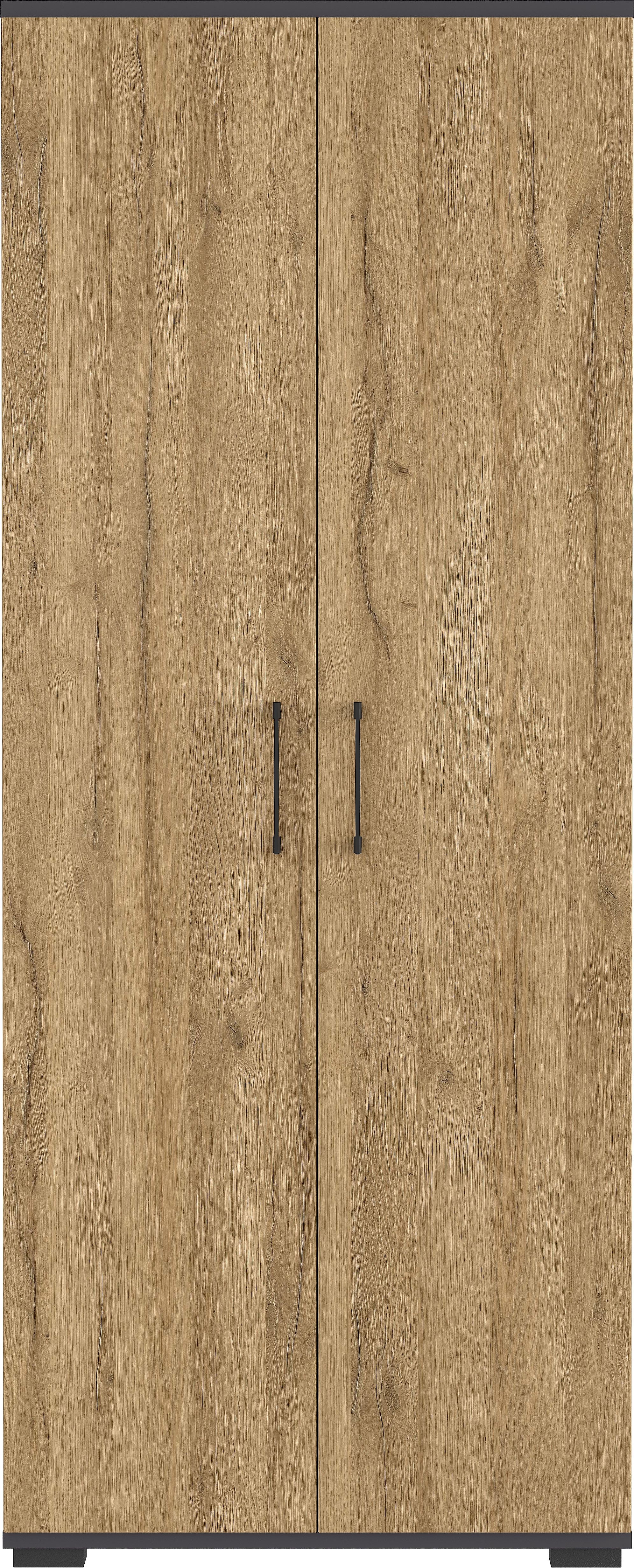 Germania Aktenschrank 4250-564 GW-Profi, in Graphit/Grandson-Eiche-Nb., mit Metallgriffen, 80 x 200 x 40 cm (BxHxT) 