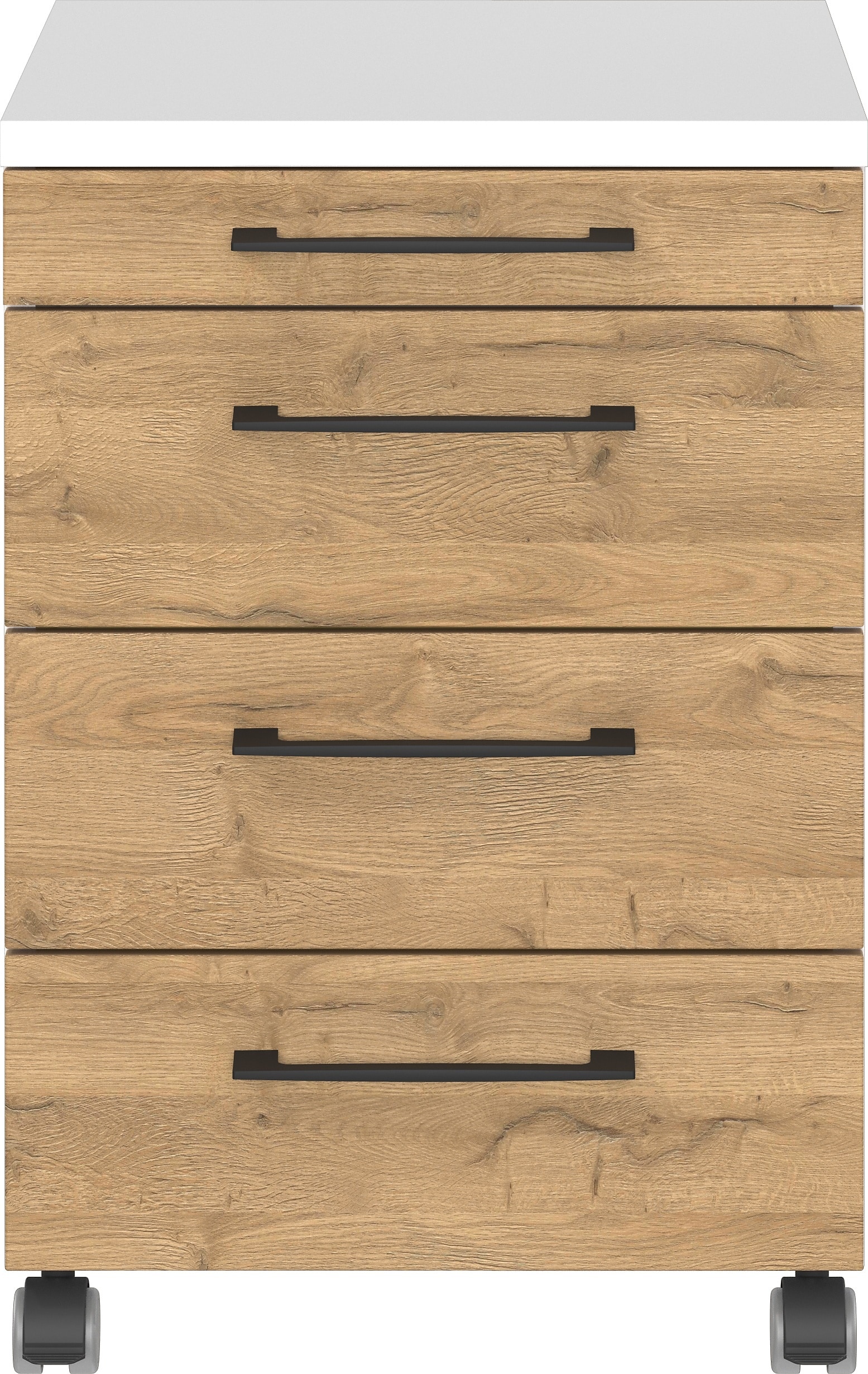 Germania Rollcontainer 4251-559 GW-Profi, in Wei&szlig;/Grandson-Eiche-Nb., mit Utensilienfach, 42 x 61 x 49 cm (BxHxT) - Bild 1