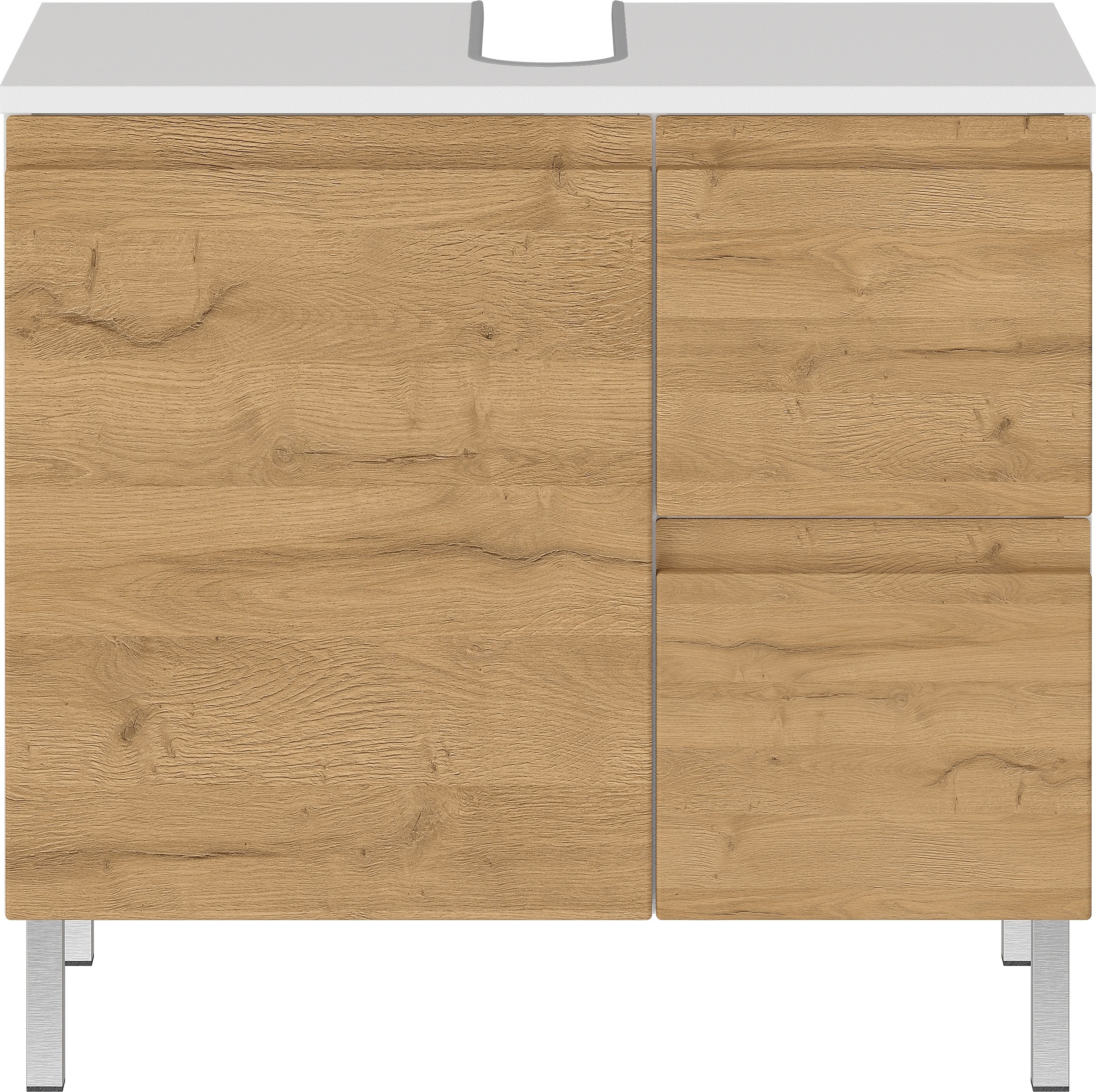 Germania Waschbecken-Unterschrank 4330-559 GW-Torrance, in Wei&szlig;/Eiche, mit Siphonausschnitt, 60 x 56 x 34 cm (BxHxT) - Bild 1