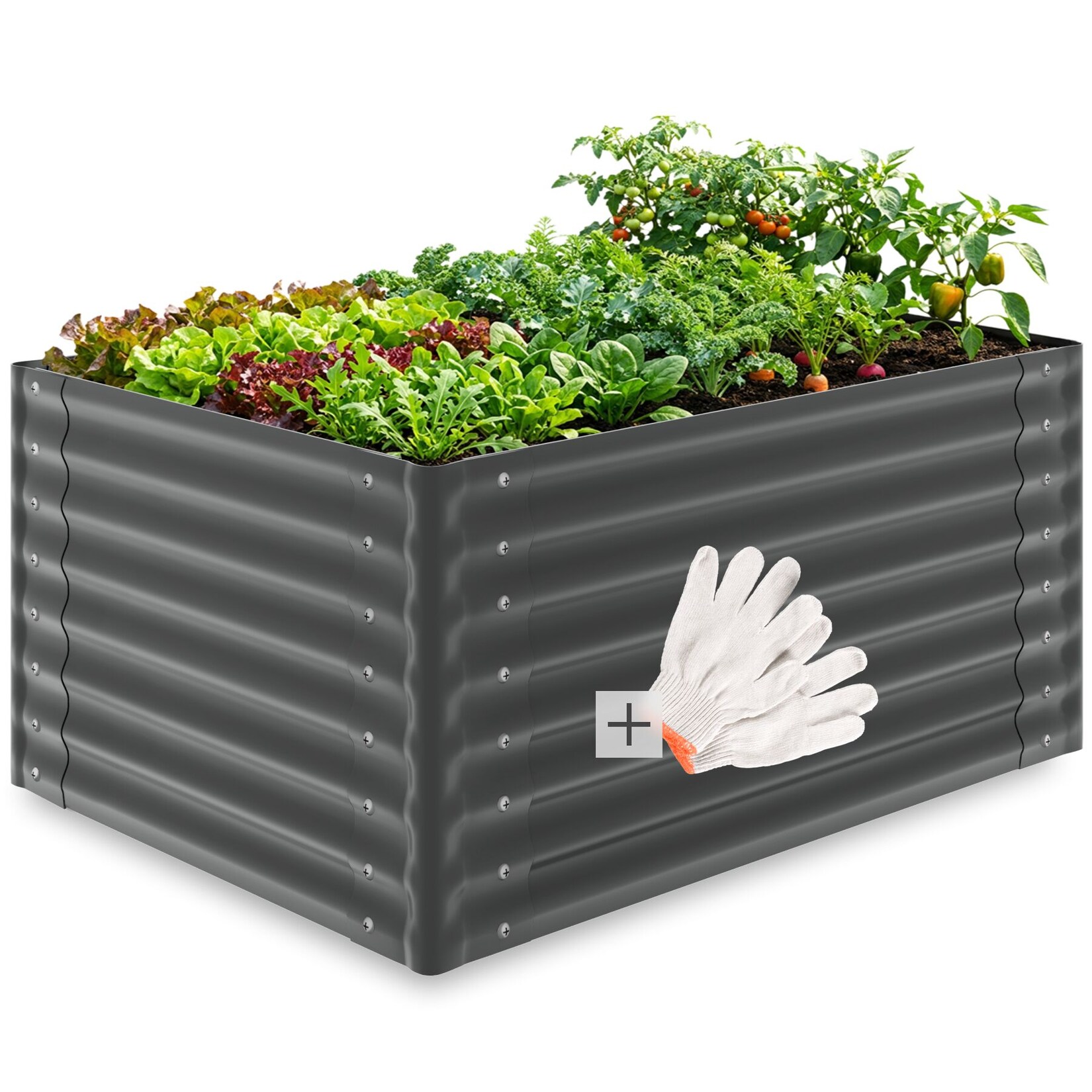tectake® Hochbeet, aus verzinktem Stahl, stabil, sicher, witterungsbeständig, mit offenem Boden und abgerundeten Kanten