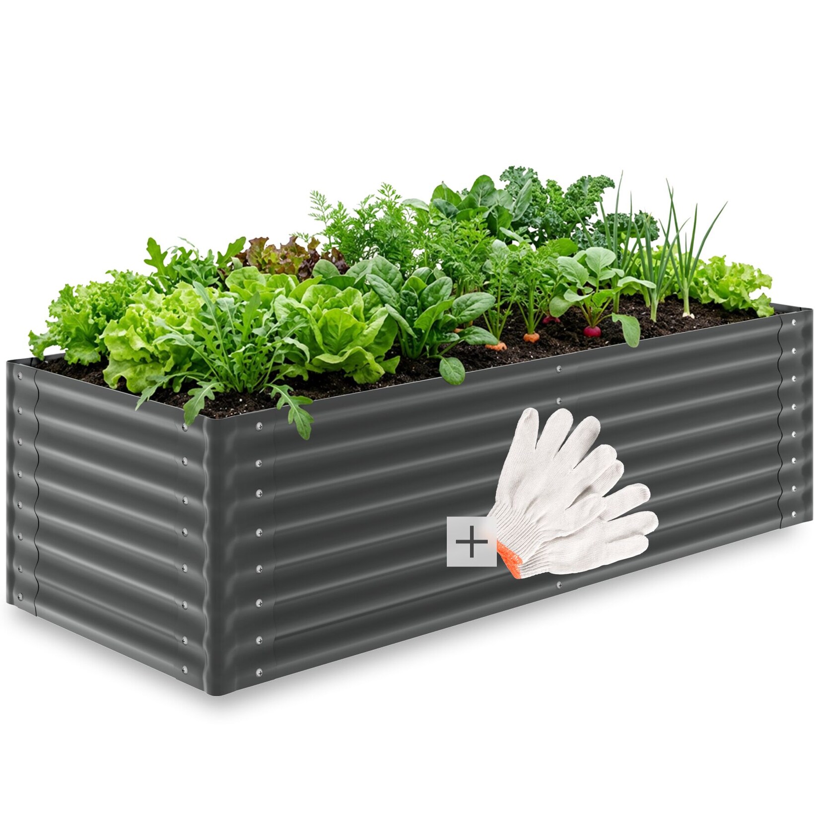 tectake® Hochbeet, aus verzinktem Stahl, stabil, sicher, witterungsbeständig, mit offenem Boden und abgerundeten Kanten