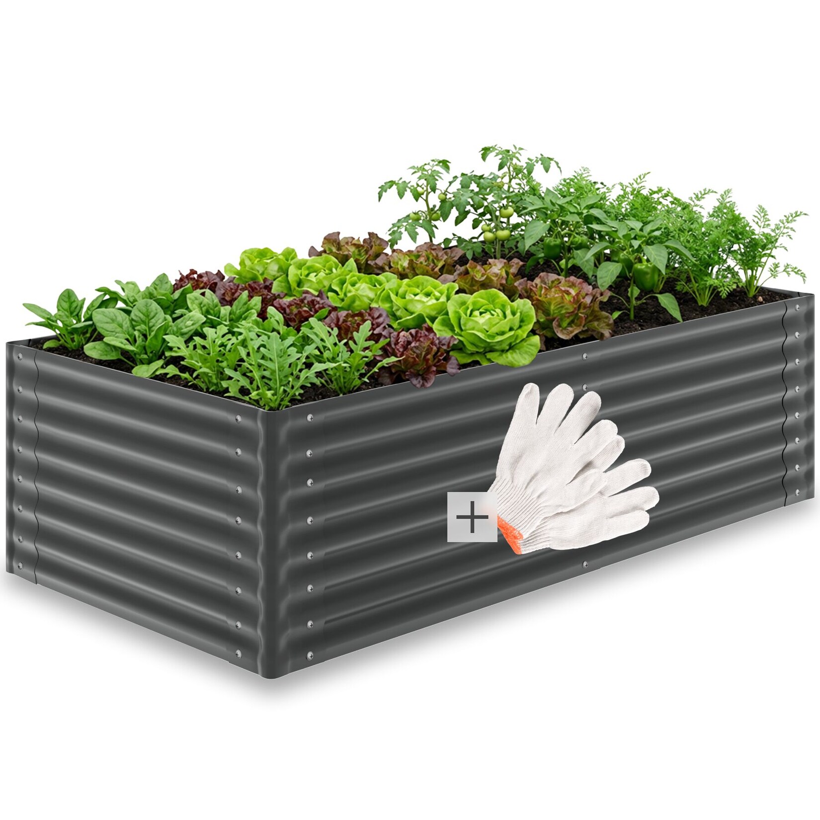 tectake® Hochbeet, aus verzinktem Stahl, stabil, sicher, witterungsbeständig, mit offenem Boden und abgerundeten Kanten