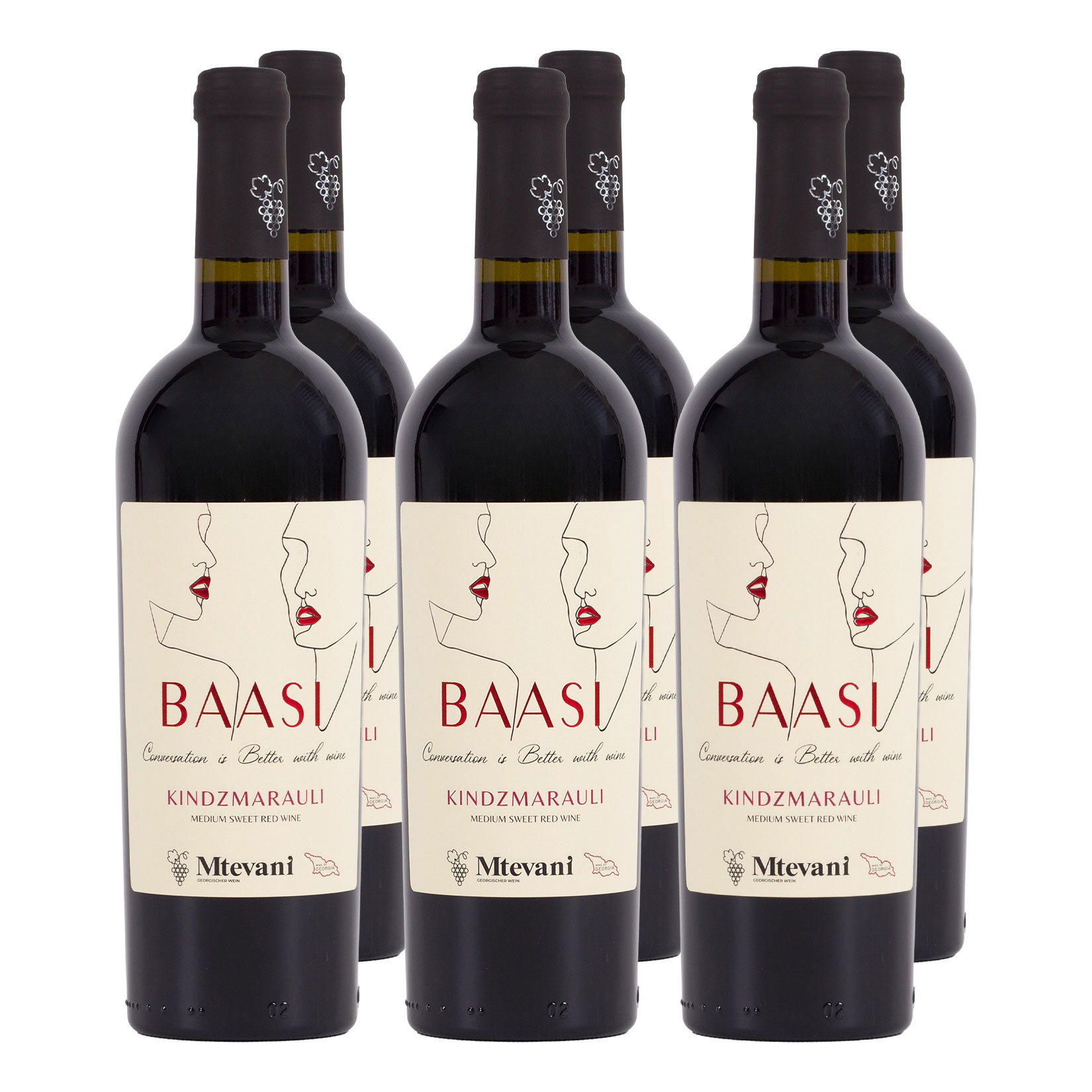 BAASI Kindzmarauli lieblicher Rotwein 11,5 % vol 6 x 0,75 Liter 