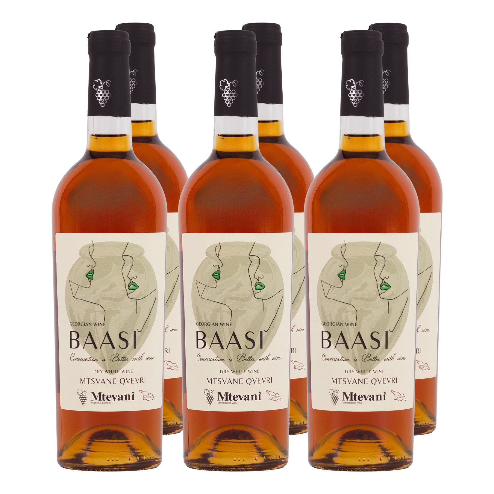 BAASI Mtsvane Qvevri Wei&szlig;wein trocken 13,5 % vol 6 x 0,75 Liter 