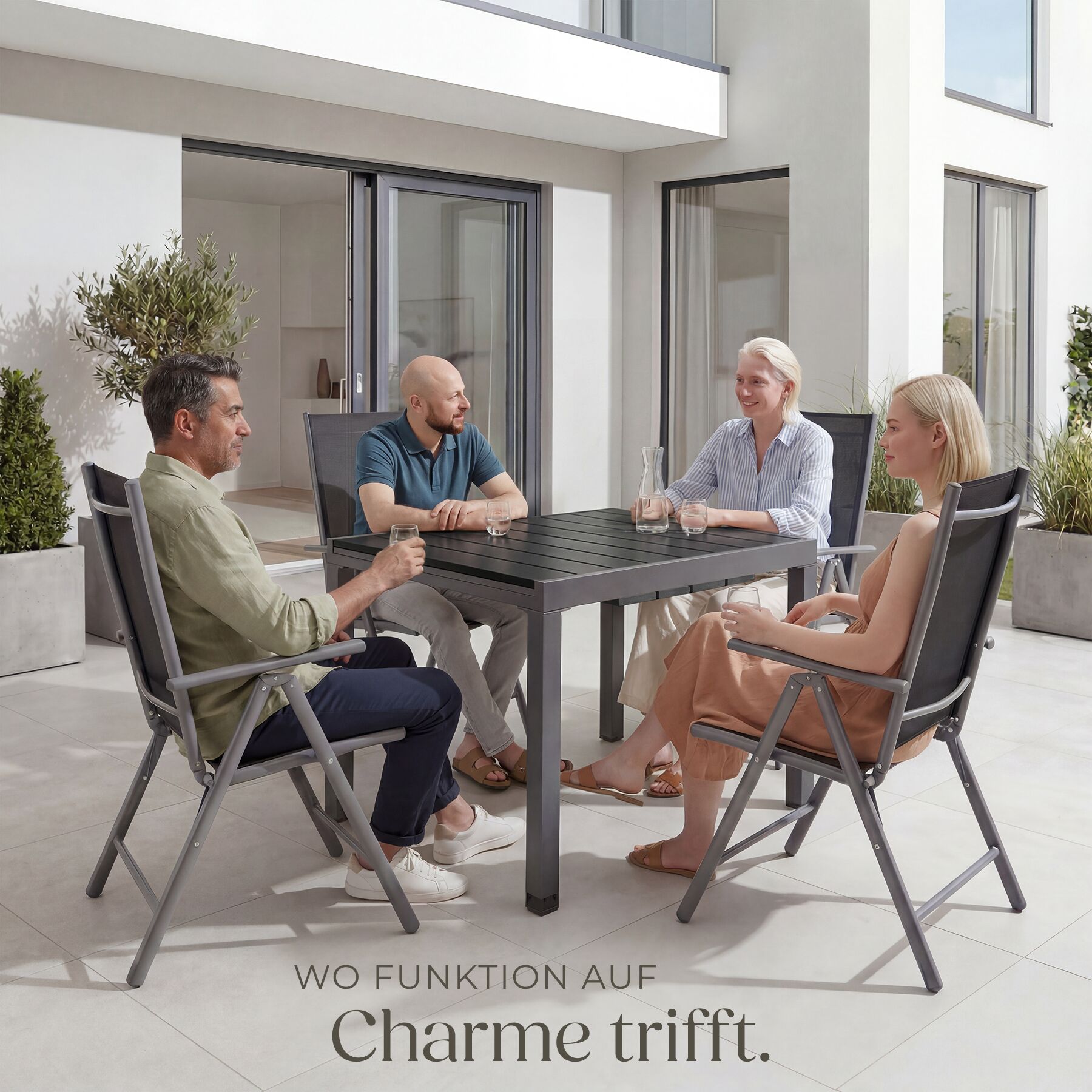 tectake® Aluminium Gartentisch, für 4-6 Personen, ausziehbar, wetterfest und UV-beständig, 80–120 x 80 x 74 cm bei Marktkauf online bestellen