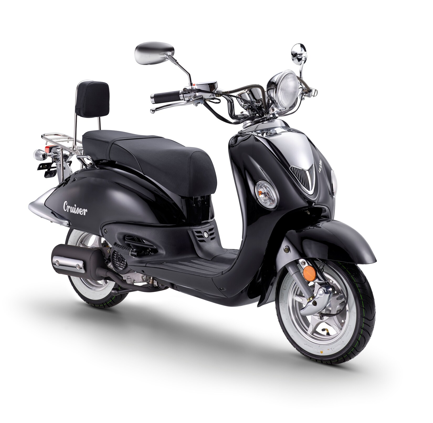 LuXXon Motorroller Cruiser - Retro City Roller Vintage mit 50 ccm - 3 PS für max. 45 kmh, E5, schwarz