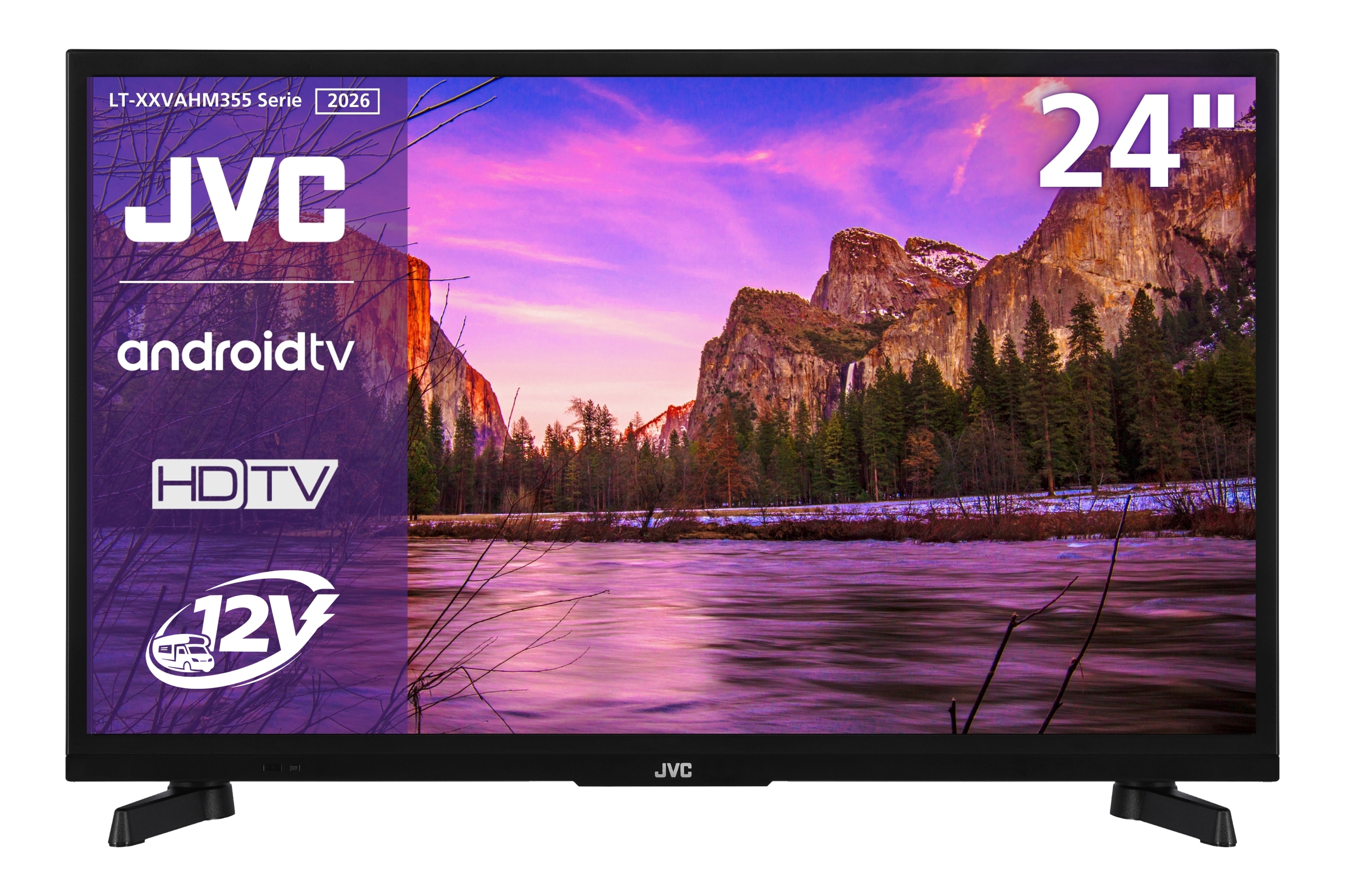 JVC LT-24VAHM355 Fernseher 24 Zoll Android Smart TV HD Aufl&ouml;sung HDR Triple-Tuner 12 Volt (2026) 