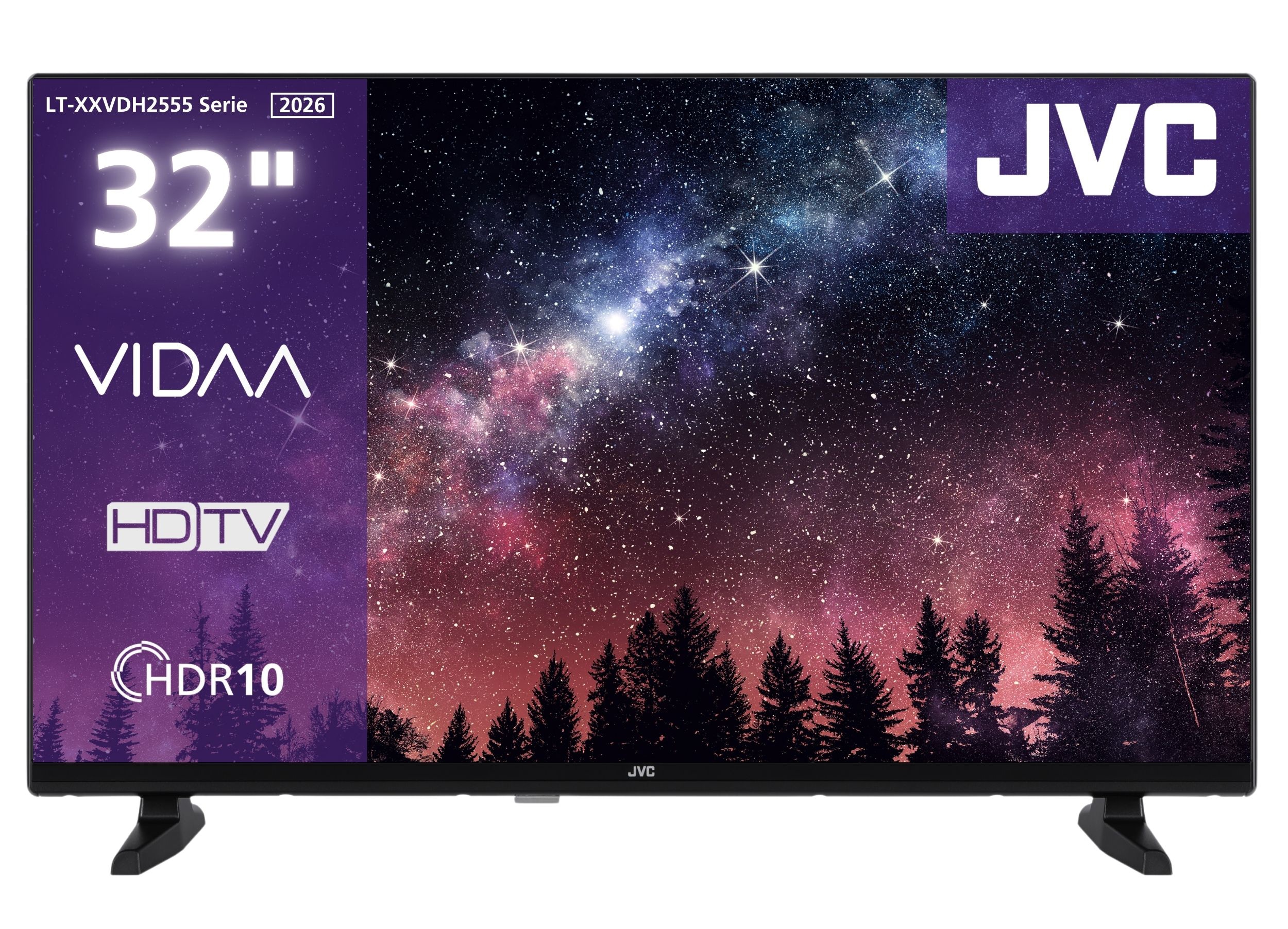 JVC LT-32VDH2555 Fernseher 32 Zoll Smart TV VIDAA HD-Ready HDR TV mit Triple-Tuner, LED TV (2026) 