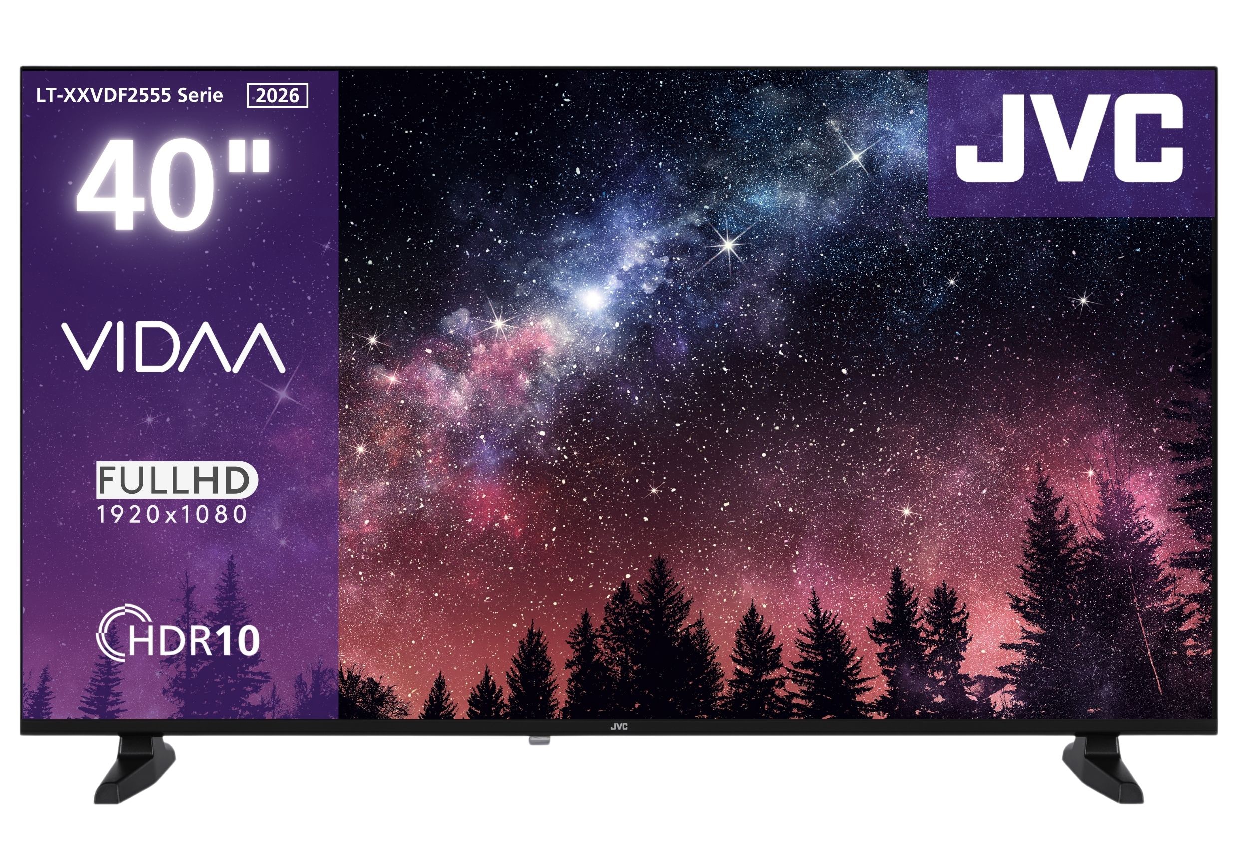 JVC LT-40VDF2555 Fernseher 40 Zoll Smart TV VIDAA Full HD HDR Fernseher, Triple-Tuner, LED TV (2026) 