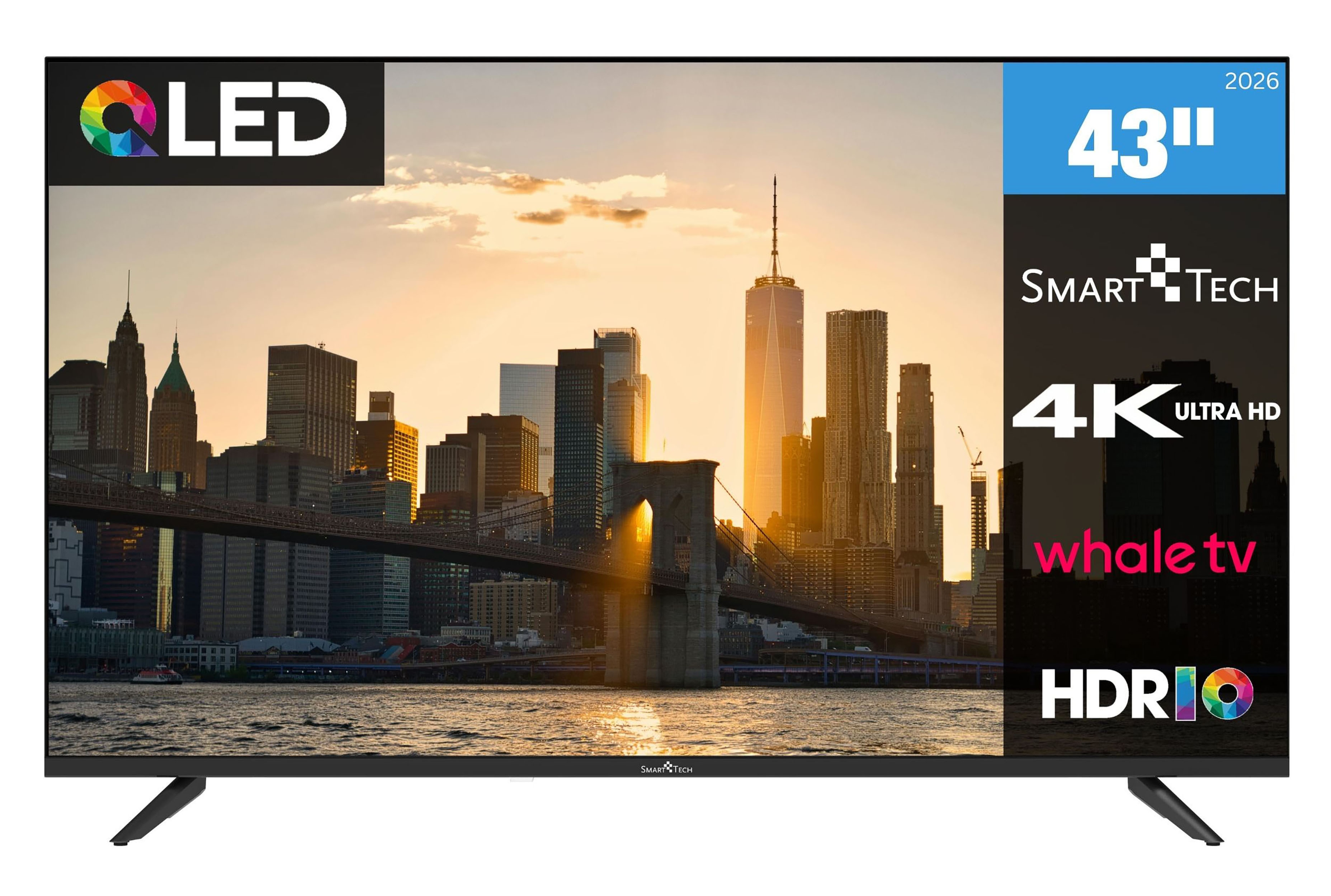 Smart Tech 43QH02V QLED Fernseher 43 Zoll Whale Smart TV - HDR TV mit 4K UHD, Bluetooth (2026) 