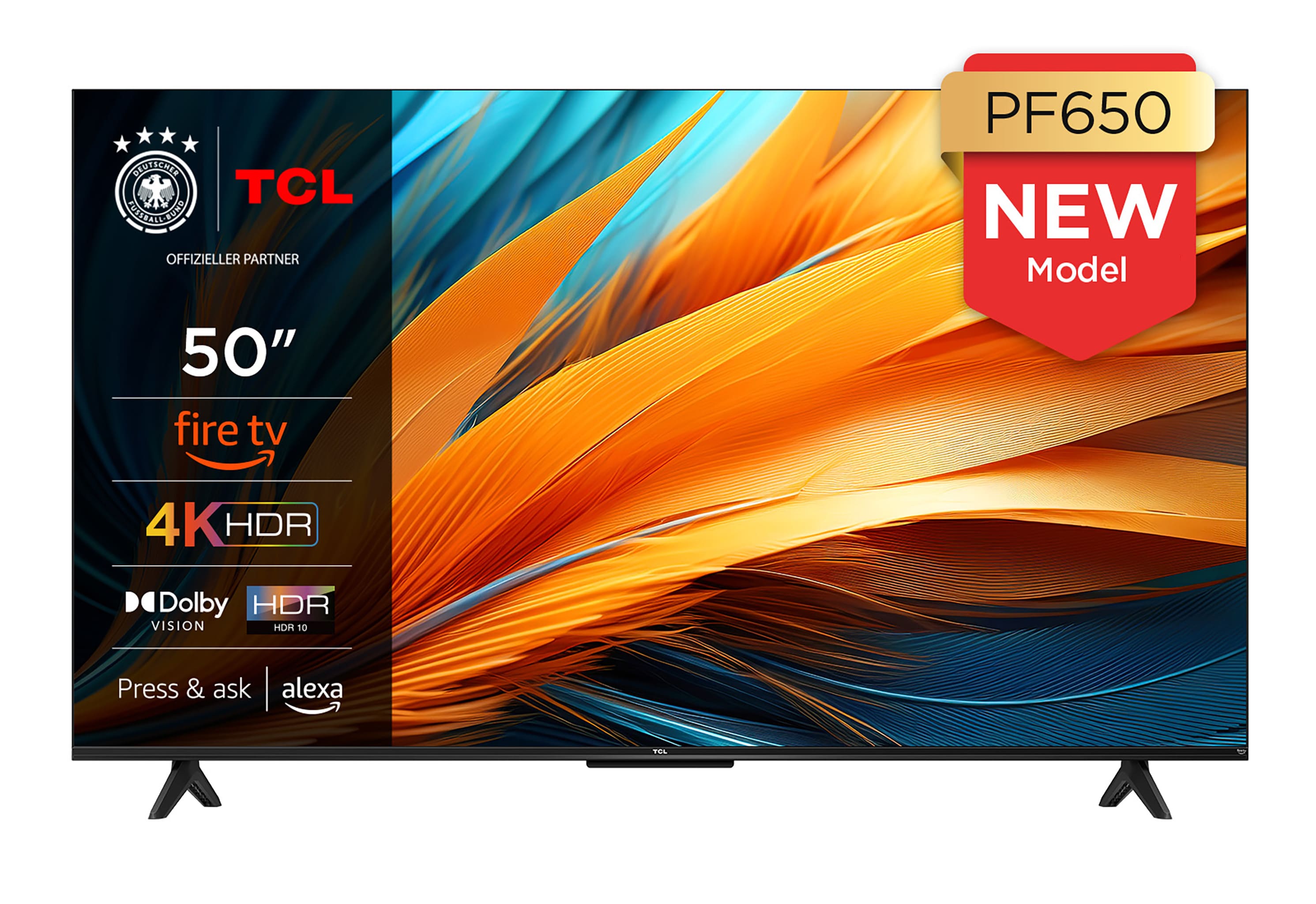 TCL 50PF650 Fernseher 50 Zoll Fire TV 4K UHD Smart TV, HDR Dolby Vision, Alexa, Triple-Tuner (2026) 