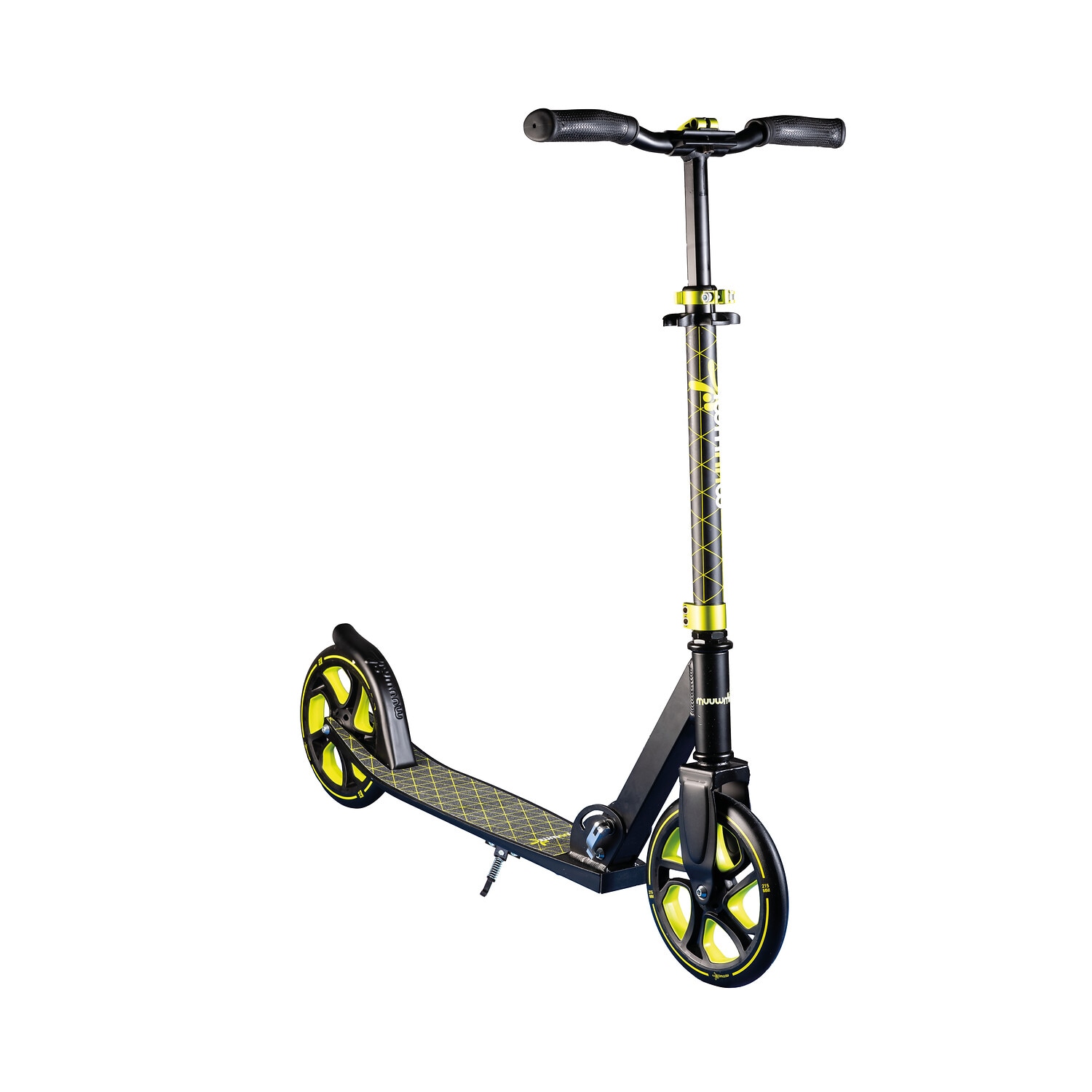 muuwmi Aluminium Scooter Pro &ndash; Tretroller, 215 mm, ABEC 7, Kinder und Erwachsene, GS-gepr&uuml;ft, h&ouml;henverstellbar, new lime 