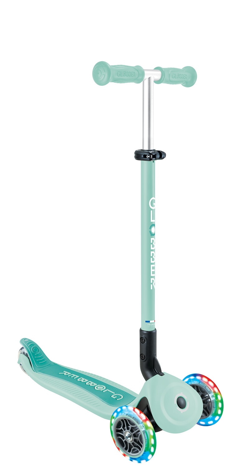 GLOBBER GO-UP ACTIVE LIGHTS &ndash; 3 in 1 Dreirad, Laufrad und Scooter, 120/80 mm, 3-r&auml;drig, h&ouml;henverstellbar, mint 