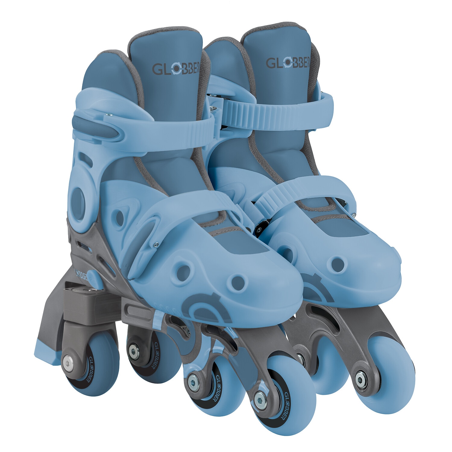 GLOBBER LEARNING SKATES 2in1 &ndash; Inline- und Quad-Skates Kinder, verstellbar Gr.26-29, ABEC 9, Rollengr&ouml;&szlig;e 48x24 mm, blau 