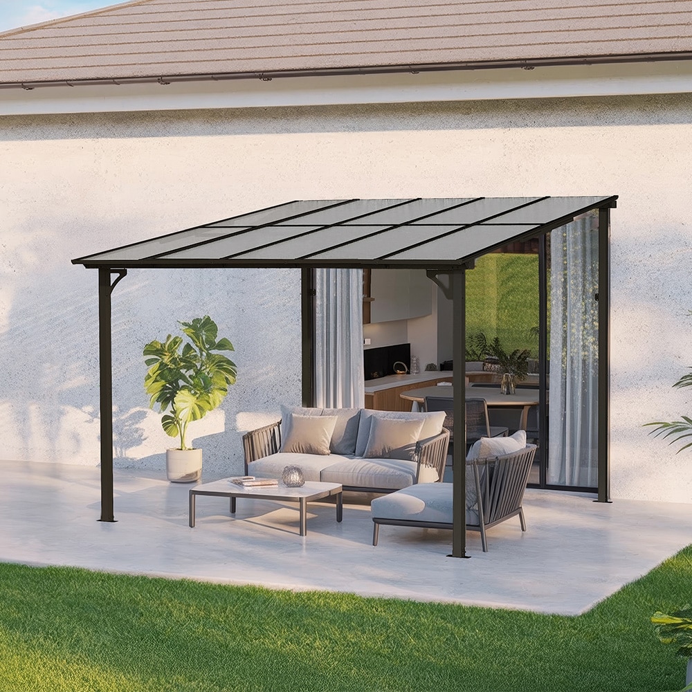 Home Deluxe Terrassen&uuml;berdachung aus Aluminium Anthraziz ECO - 300 x 300 cm 