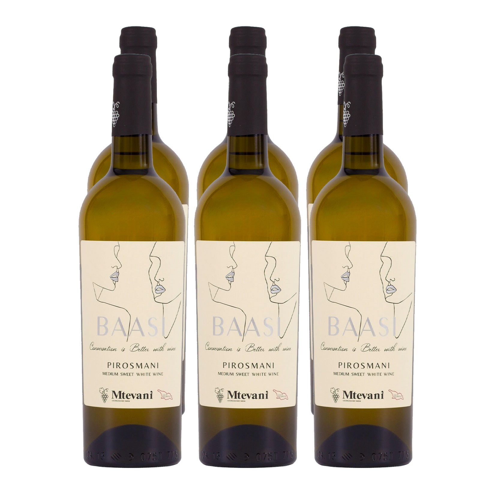 Mtevani BAASI Pirosmani Wei&szlig;wein 12,0 % vol 6 x 0,75 Liter 