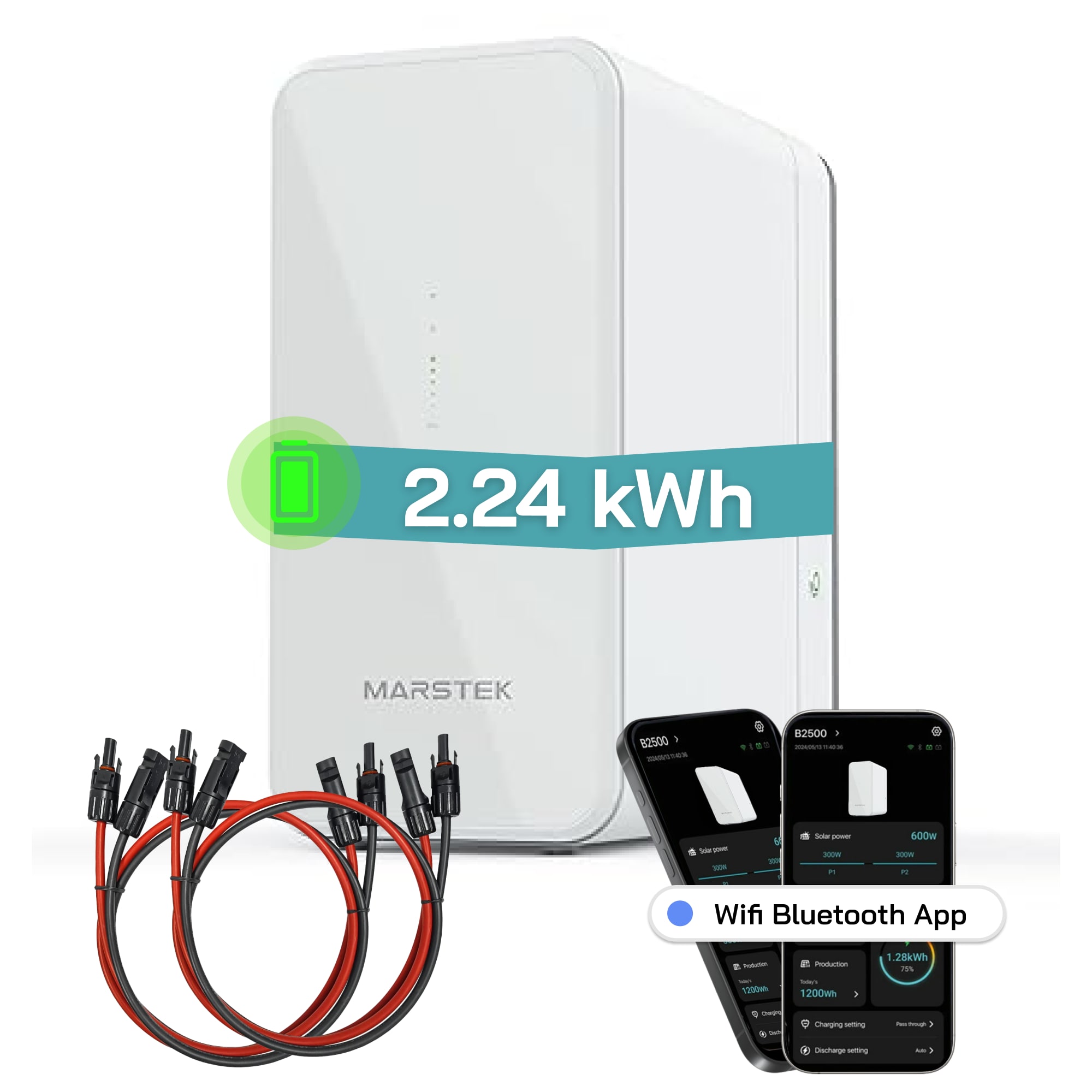 Marstek Saturn B2500-D Solarspeicher 2,24 kWh LiFePO4 Solarakku f&uuml;r PV Systeme Balkonkraftwerk, IP65, 6000 Zyklen, WIFI und Bluetooth, Solar-Batterie 