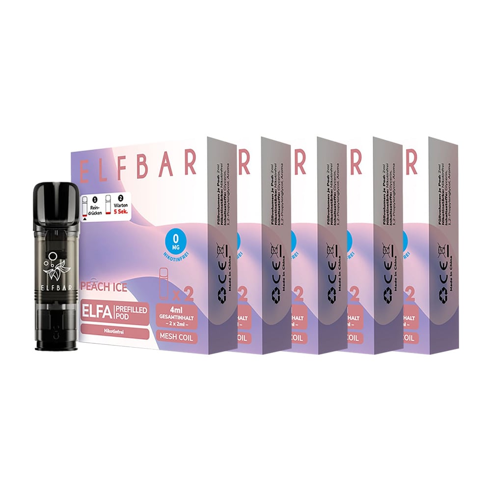ELFBAR ELFA Prefilled Pod x 2 - Peach Ice 0.0% , 5er Pack 