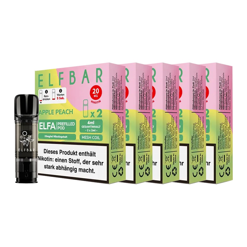 ELFBAR ELFA Prefilled Pod x 2 - Apple Peach 2.0% , 5er Pack 