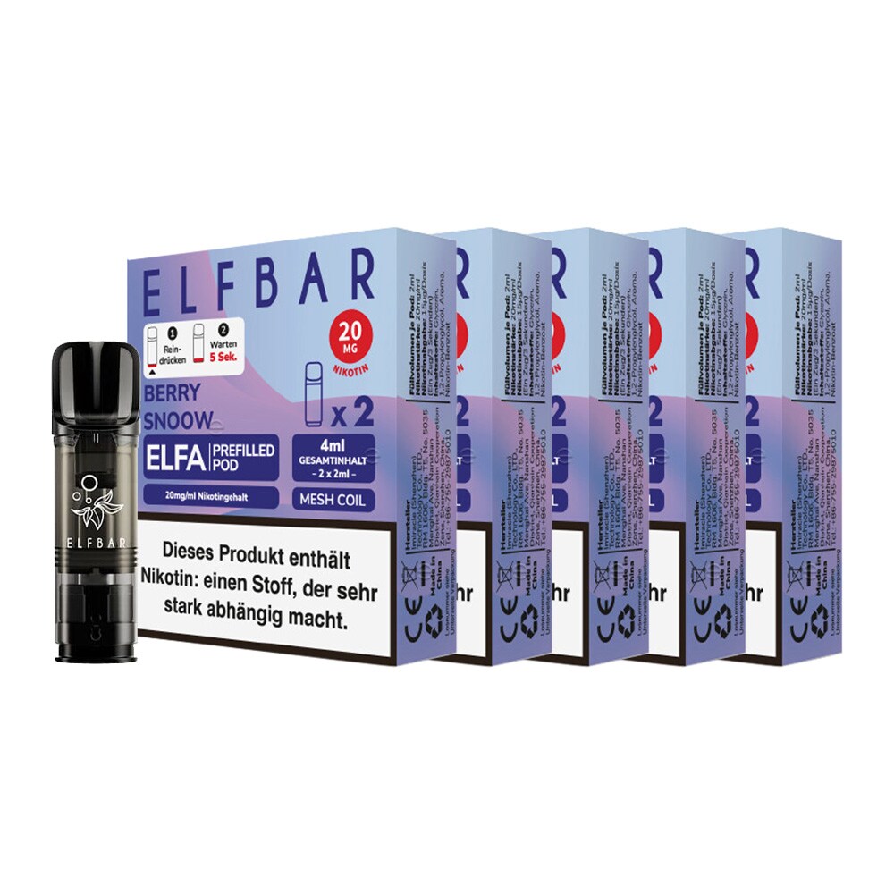 ELFBAR ELFA Prefilled Pod x 2 - Berry Snoow 2.0% , 5er Pack 