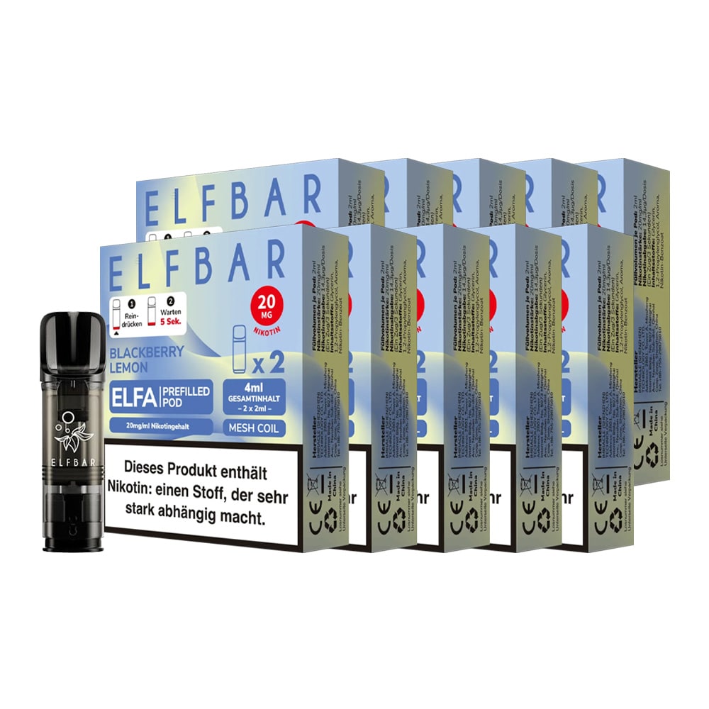 ELFBAR ELFA Prefilled Pod x 2 - Blackberry Lemon 2.0% , 10er Pack 