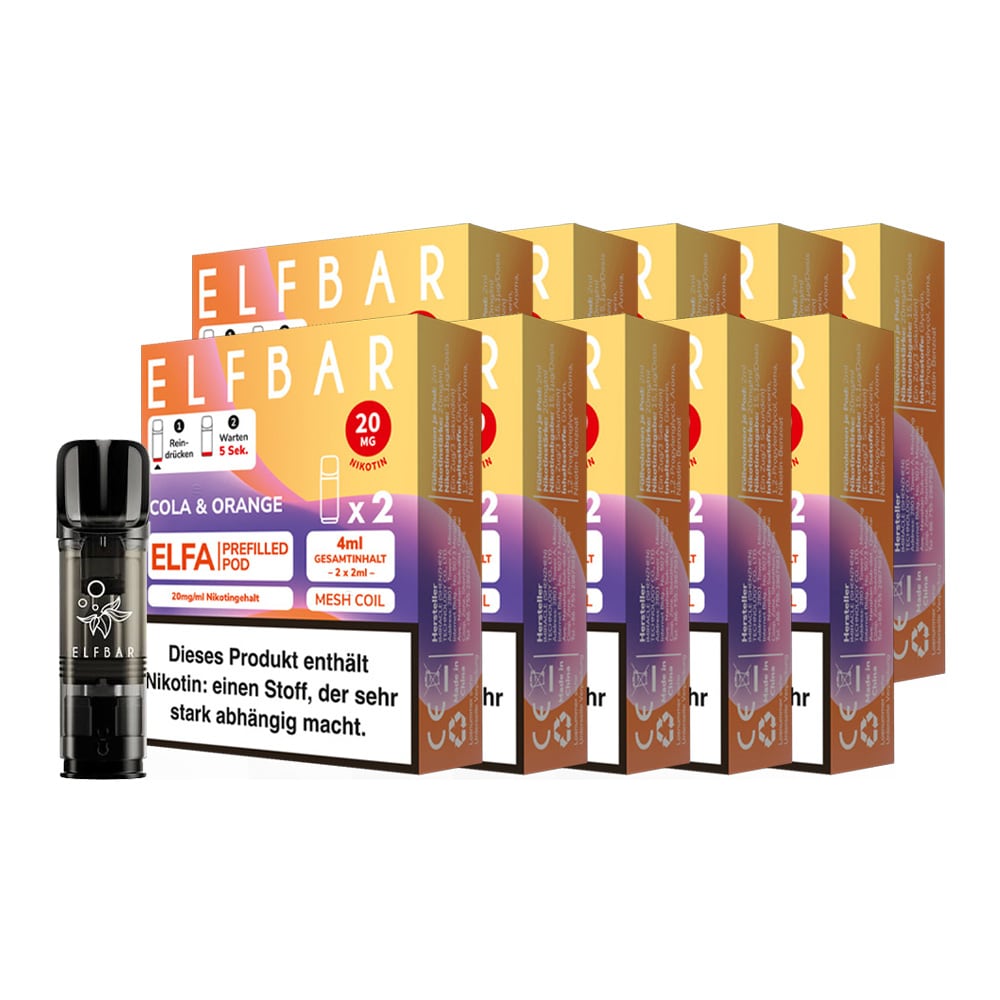ELFBAR ELFA Prefilled Pod x 2 - Cola & Orange 2.0% , 10er Pack 
