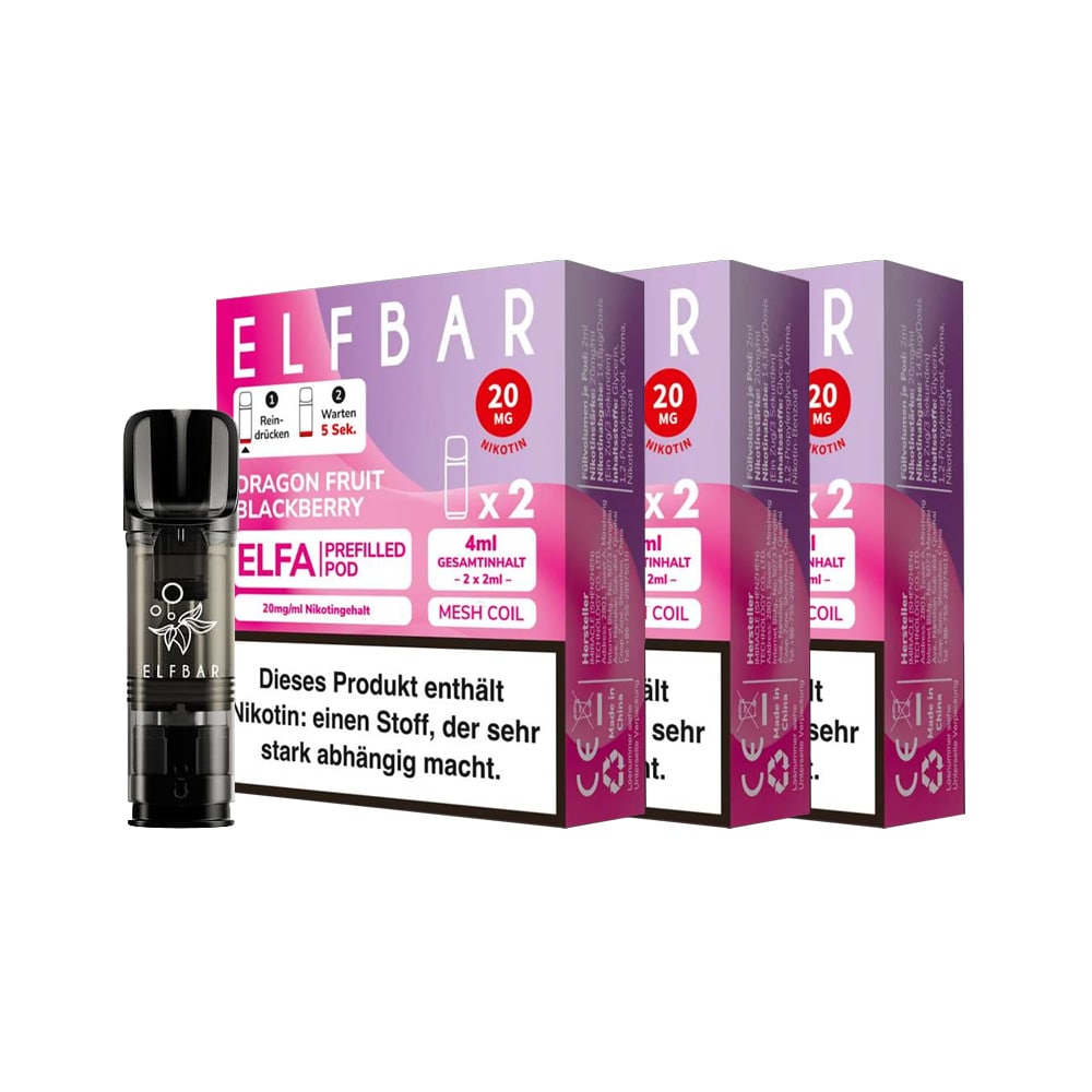 ELFBAR ELFA Prefilled Pod x 2 - Dragon Fruit Blackberry 2.0% , 3er Pack 