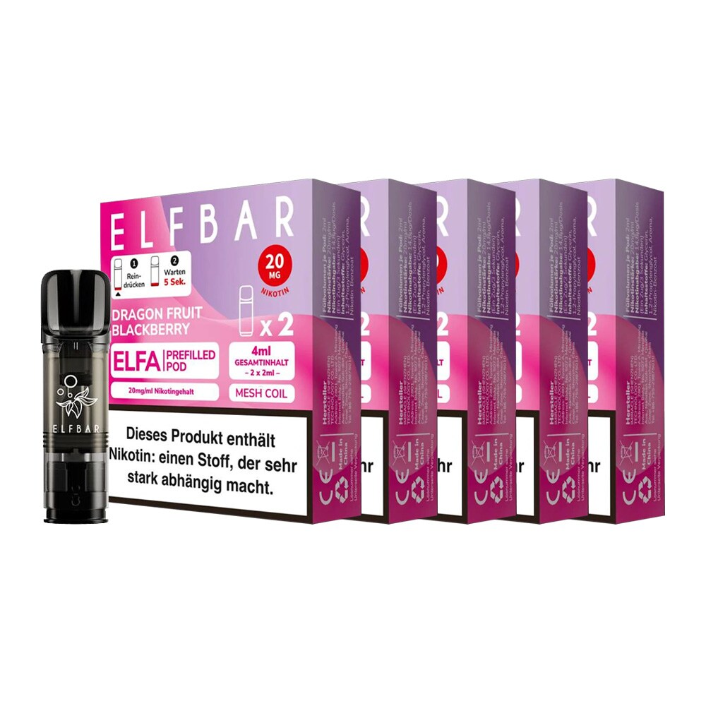 ELFBAR ELFA Prefilled Pod x 2 - Dragon Fruit Blackberry 2.0% , 5er Pack 