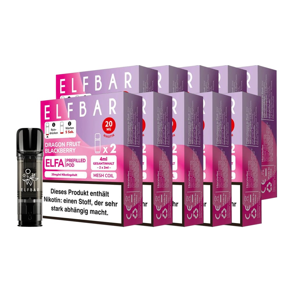 ELFBAR ELFA Prefilled Pod x 2 - Dragon Fruit Blackberry 2.0% , 10er Pack 