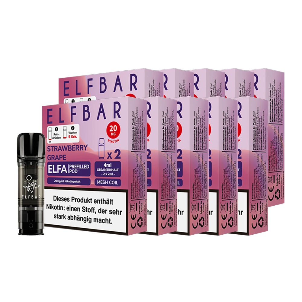 ELFBAR ELFA Prefilled Pod x 2 - Strawberry Grape 2.0% , 10er Pack 