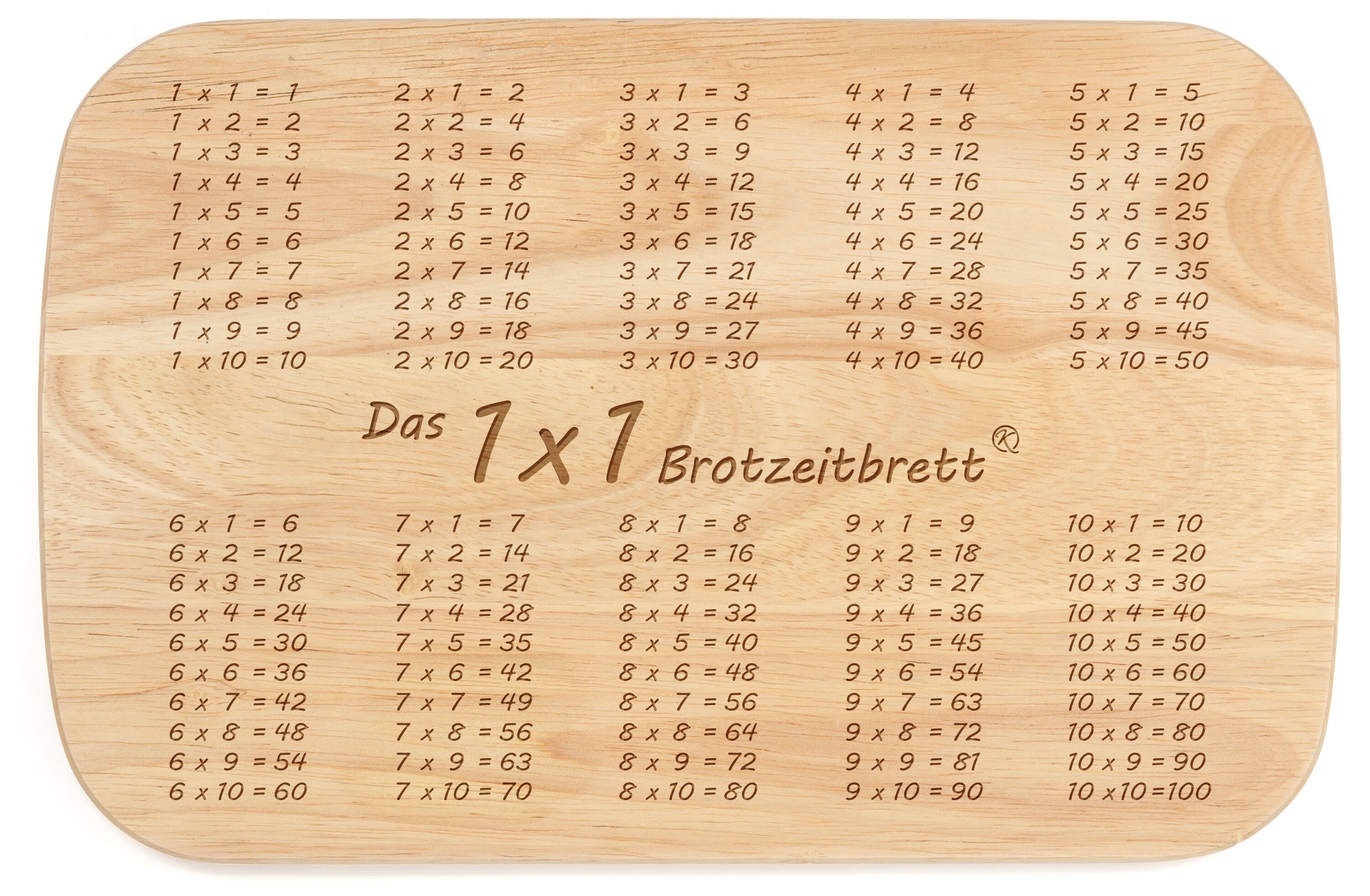 Brotzeitbrett gro&szlig; "1x1", Gummibaum 26 x 17cm 