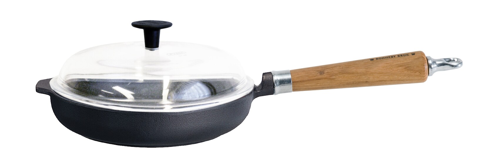 Maestro Bratpfanne hoch, Ø 25 cm, mit Glasdeckel und Eichenholzgriff