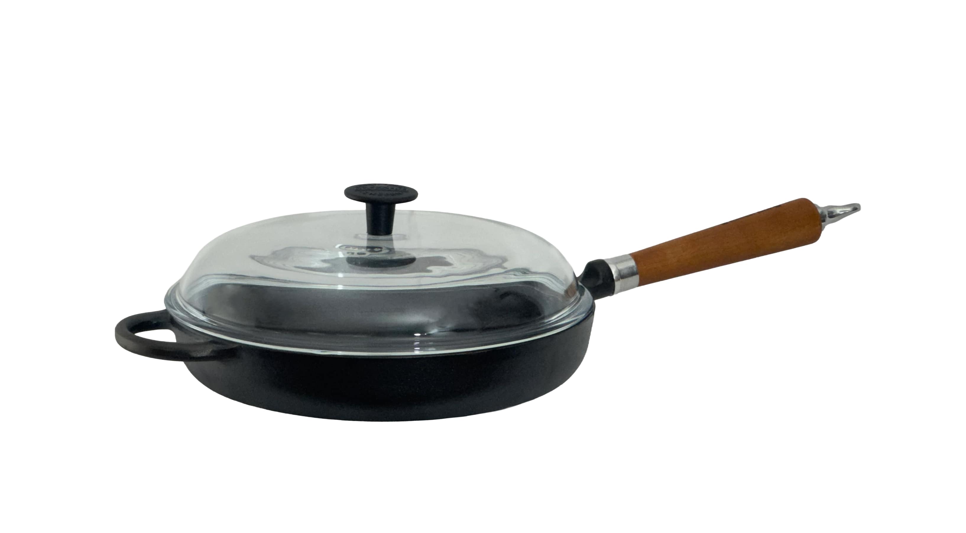 Maestro Bratpfanne hoch, &Oslash; 28 cm, mit Glasdeckel und braunem Buchenholzgriff 