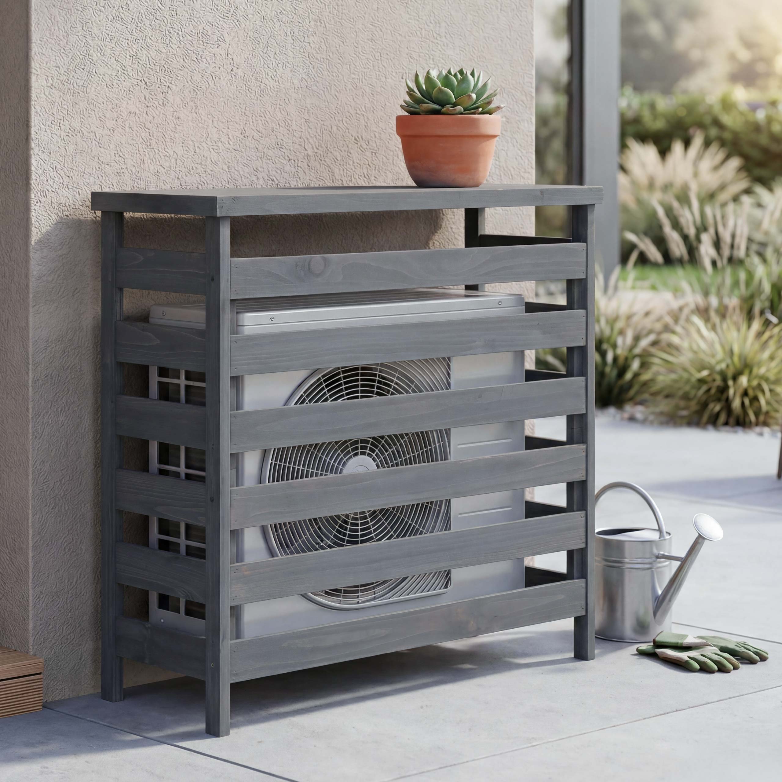 Verkleidung f&uuml;r Klimaanlage/W&auml;rmetauscher MCW-Q15, Abdeckung Holz MVG-zertifiziert 78x84x32cm ~ anthrazit-grau 