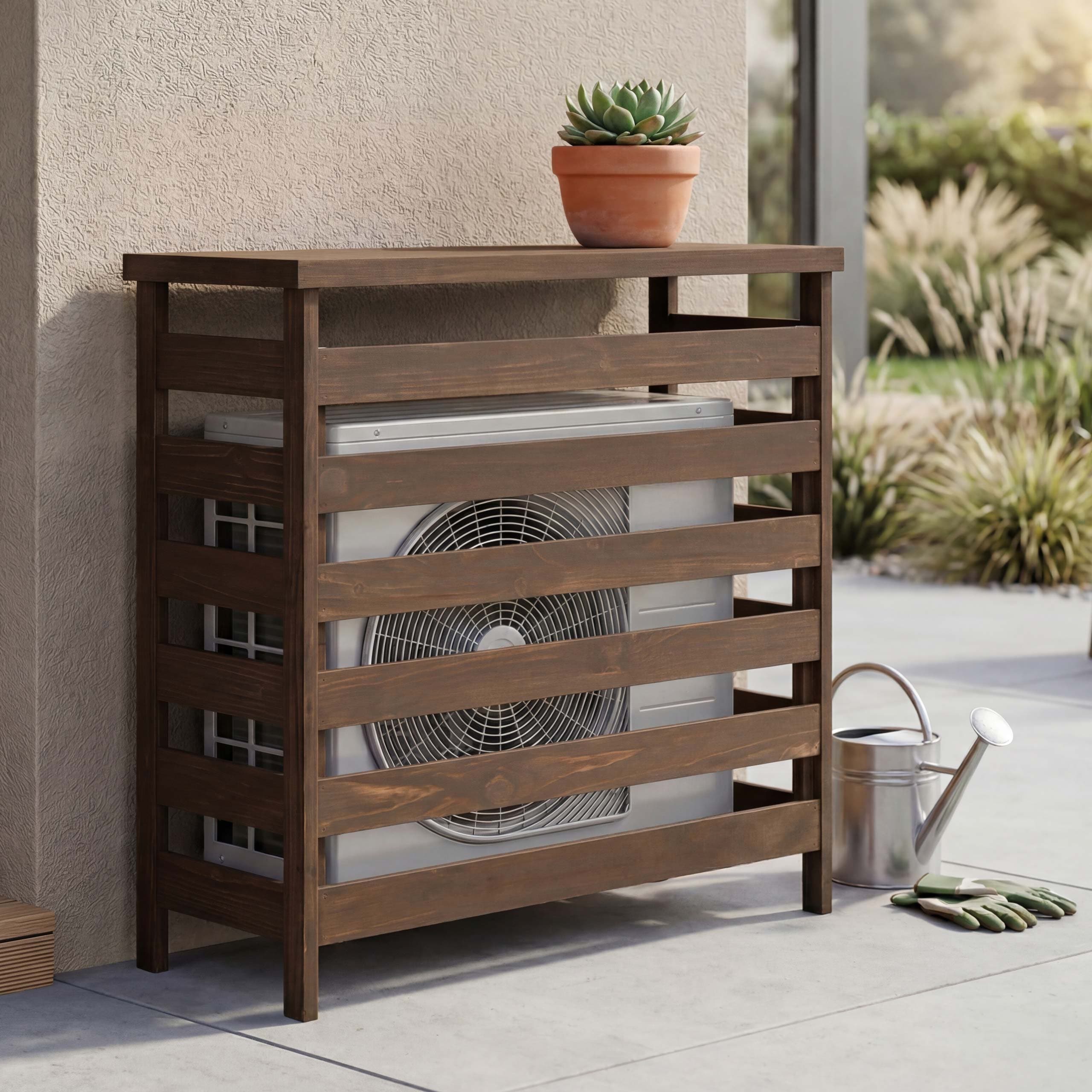 Verkleidung f&uuml;r Klimaanlage/W&auml;rmetauscher MCW-Q15, Abdeckung Holz MVG-zertifiziert 78x84x32cm ~ dunkelbraun 