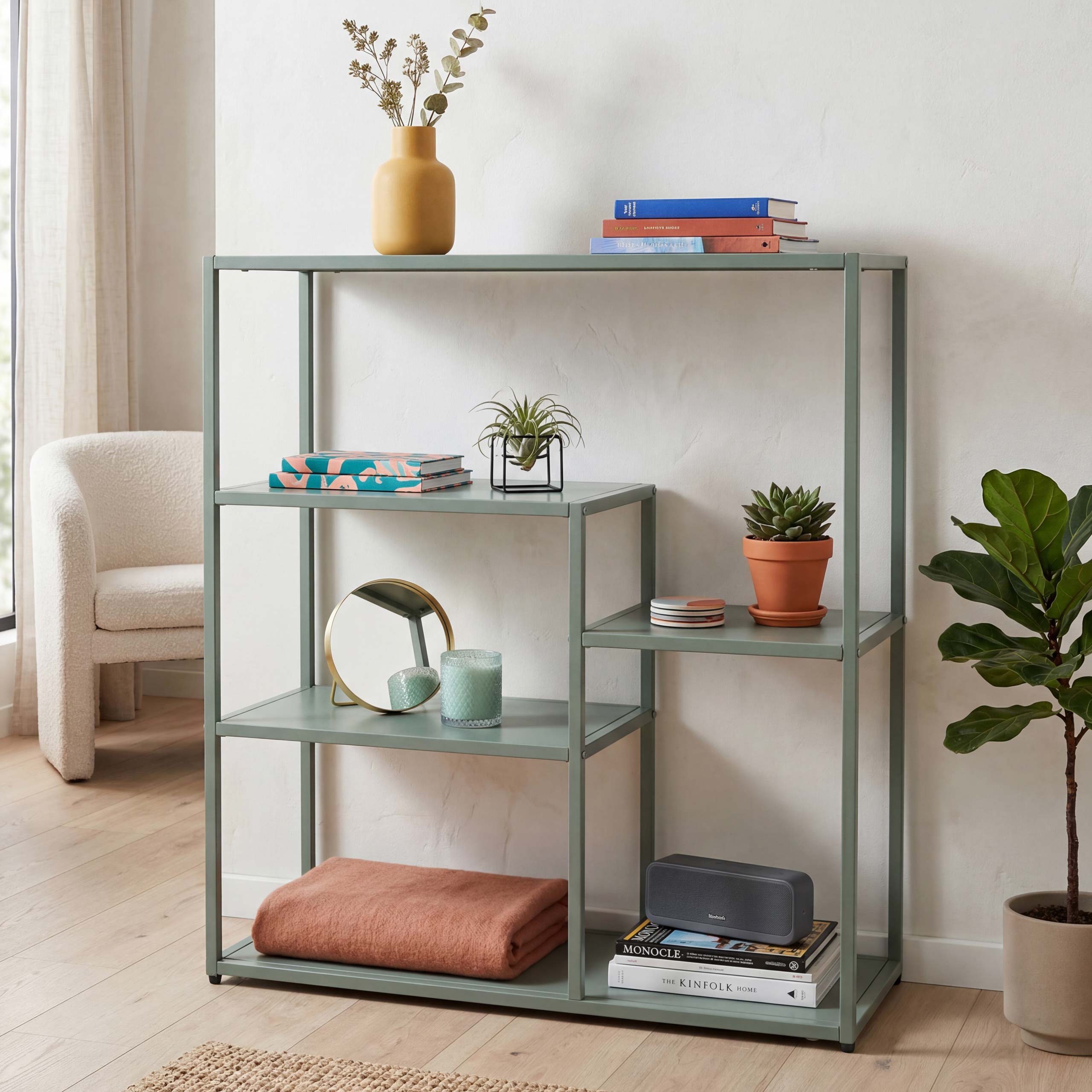 Regal MCW-P98, Wohnregal Standregal Ablageregal, Industrial Metall 80x80x30cm ~ mintgr&uuml;n 