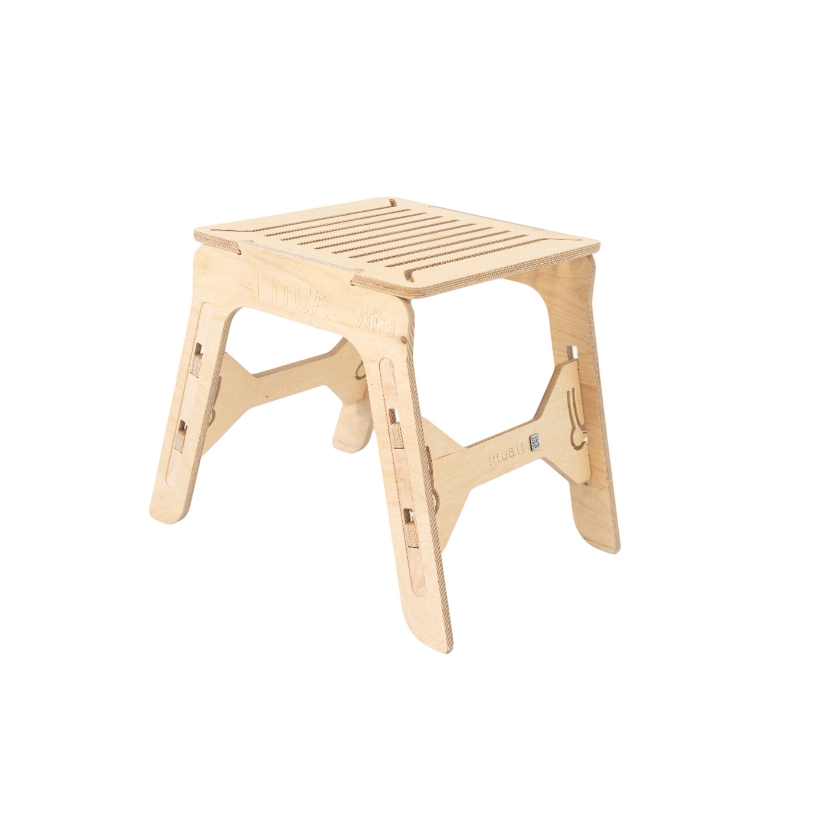 LITUA Gro&szlig;er Hocker - vita aus Holz 