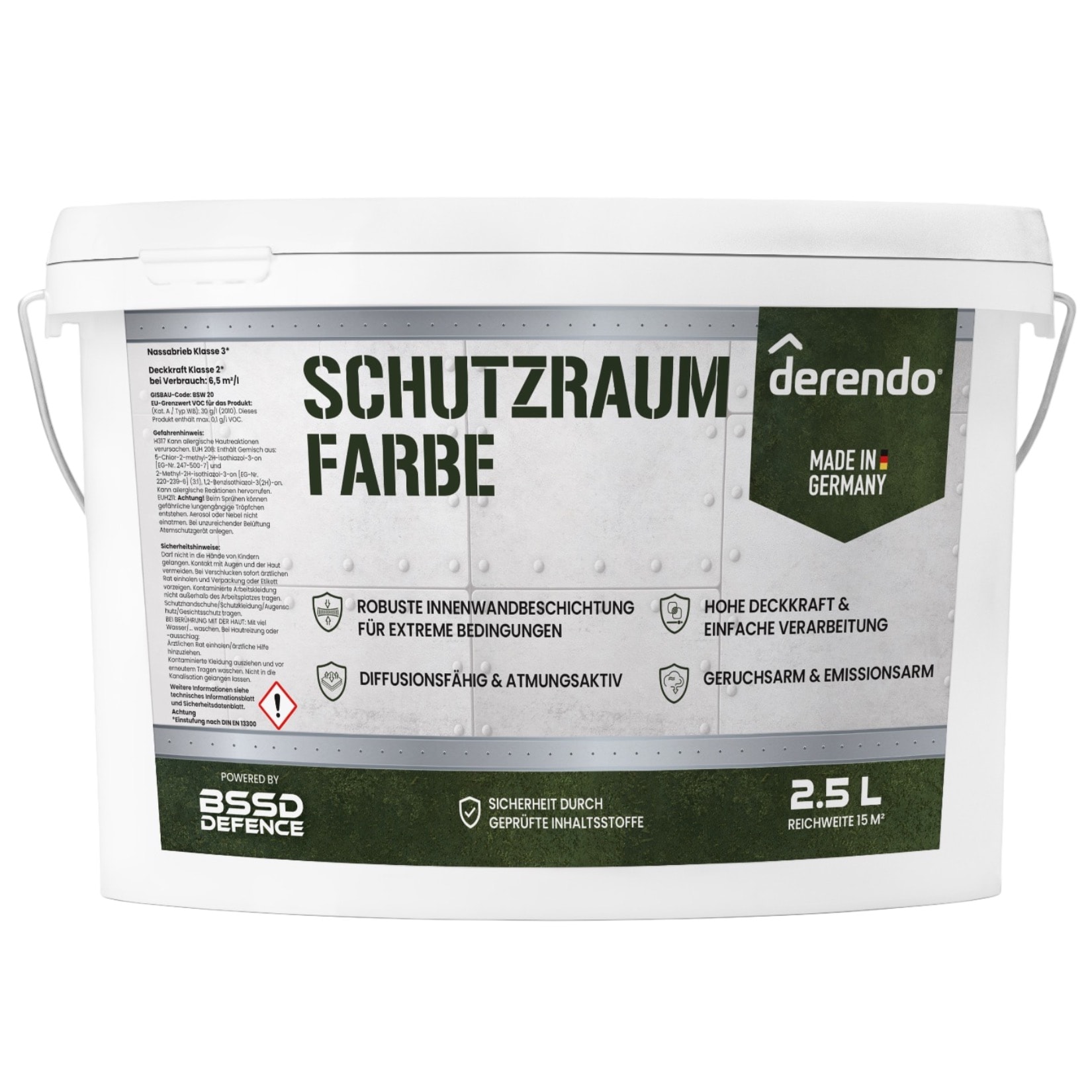Derendo Schutzraum Wandfarbe wei&szlig;, 2.5l 