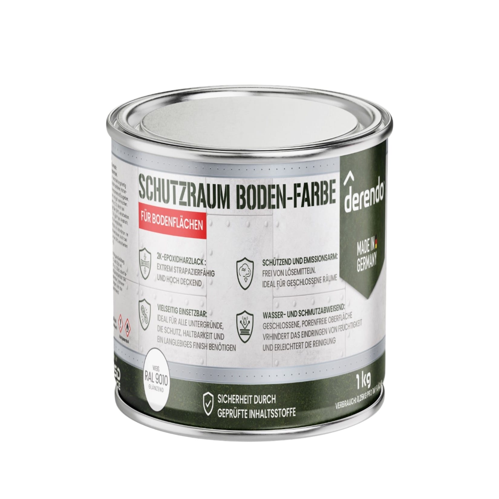 Derendo Schutzraum Bodenfarbe wei&szlig; 1kg 