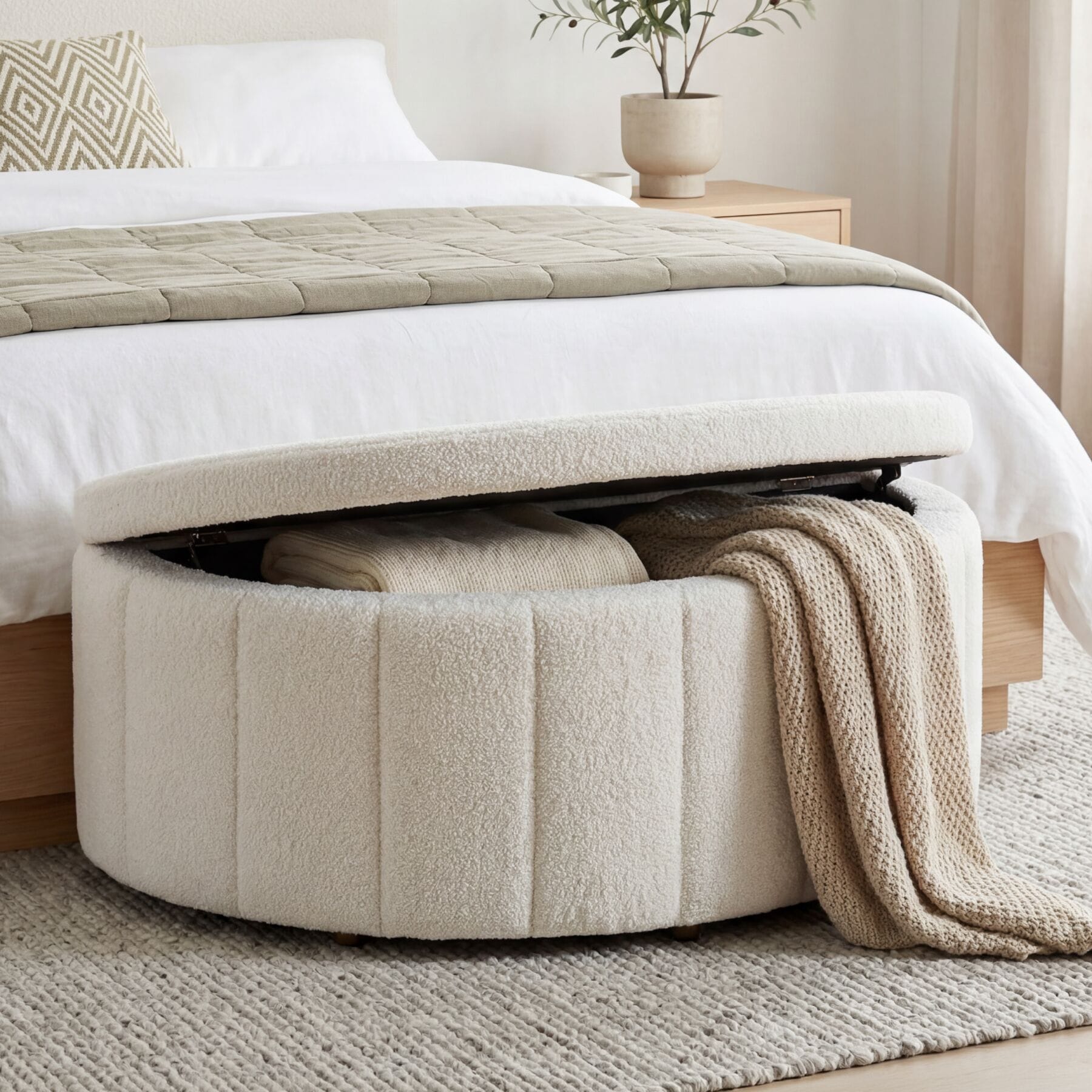 tectake&reg; Polsterbank, mit Samt oder Boucl&eacute;, Polsterdeckel mit Gasdruckfedersystem, kein Aufbau, 108 x 48 x 38,5 cm 
