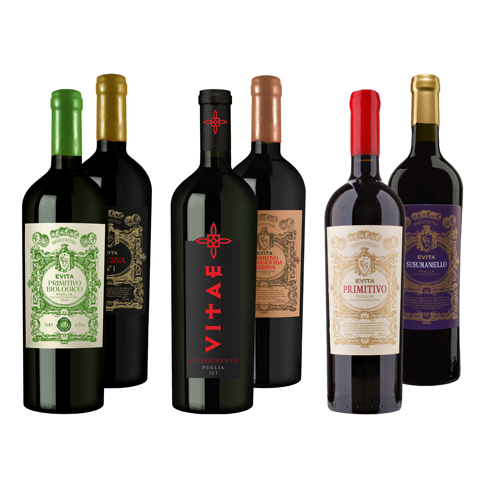 Weinpaket Evita "Rot" 13,0 - 14,0 % vol 6 x 0,75 Liter 