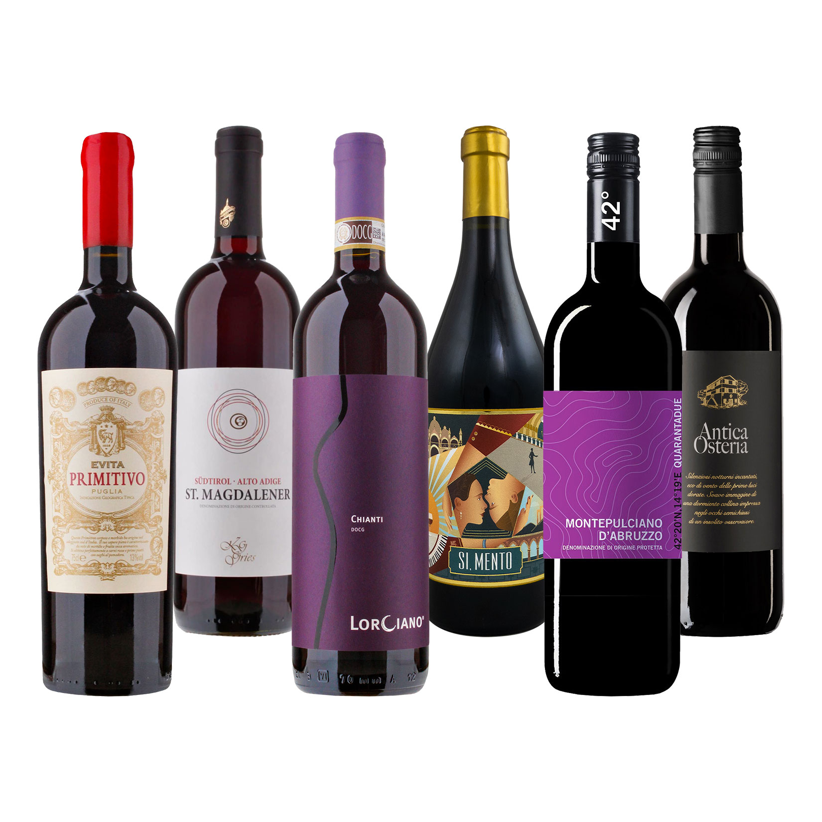 Weinpaket Italienreise "Rot" 12,5 - 13,0 % vol 6 x 0,75 Liter 