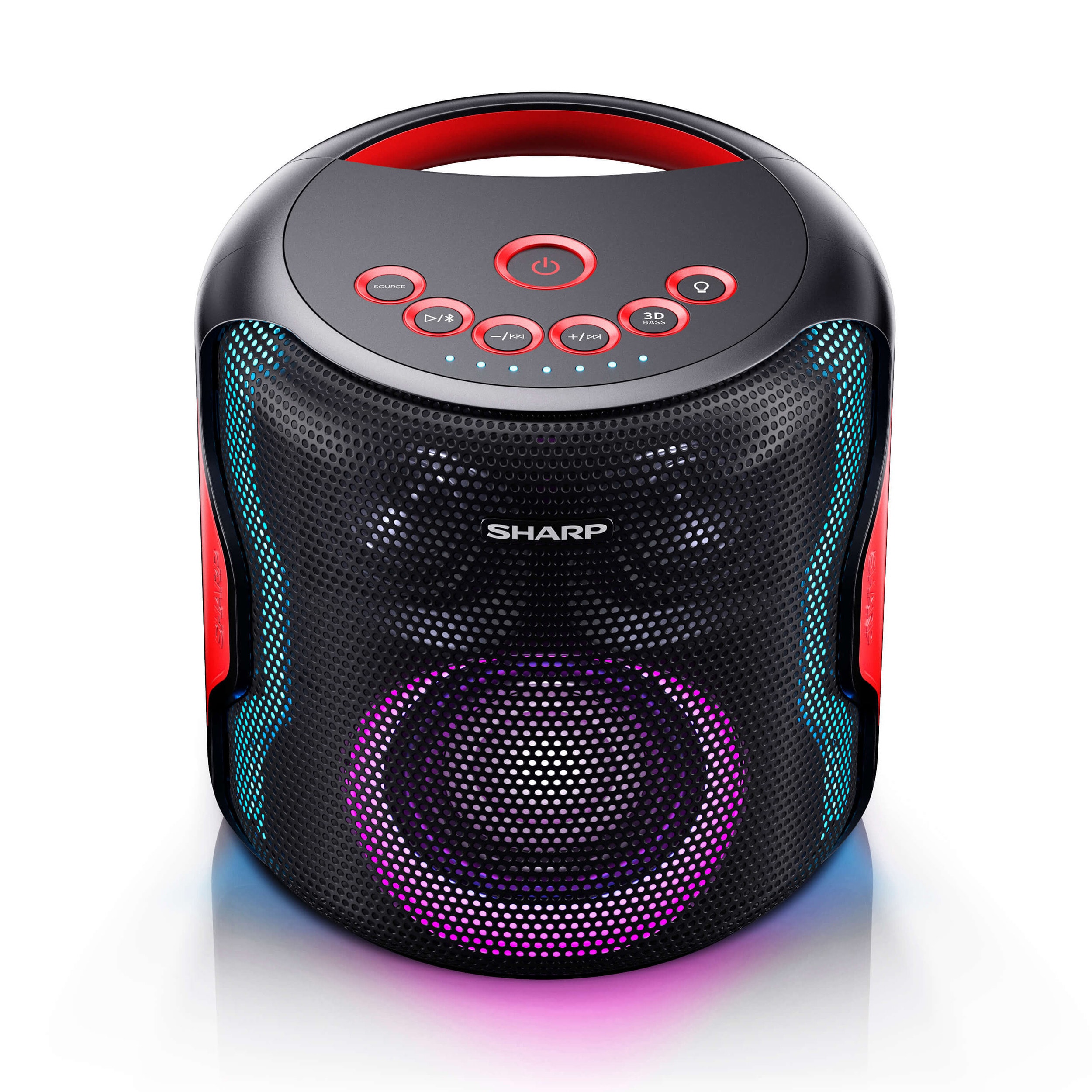 Sharp PS921BK Bluetooth Party Lautsprecher tragbar 130W mit 14h Akku, LED Beleuchtung & IPX5 Schutz 